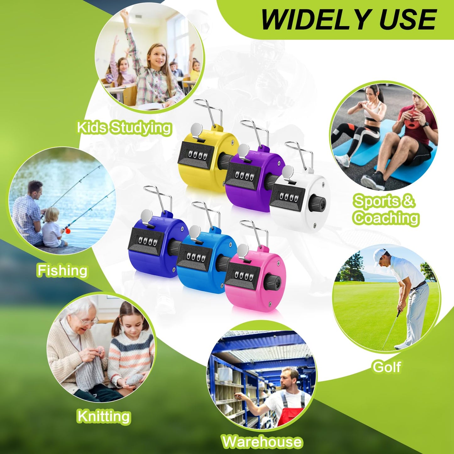 10 Pieces Handheld Tally Counter 4 Digit Mechanical Clicker Counter Multicolour Handheld Counter Clicker Plastic Pitch Counter for Counting School Golf Coaching Sports Knitting Events (10 PCS)