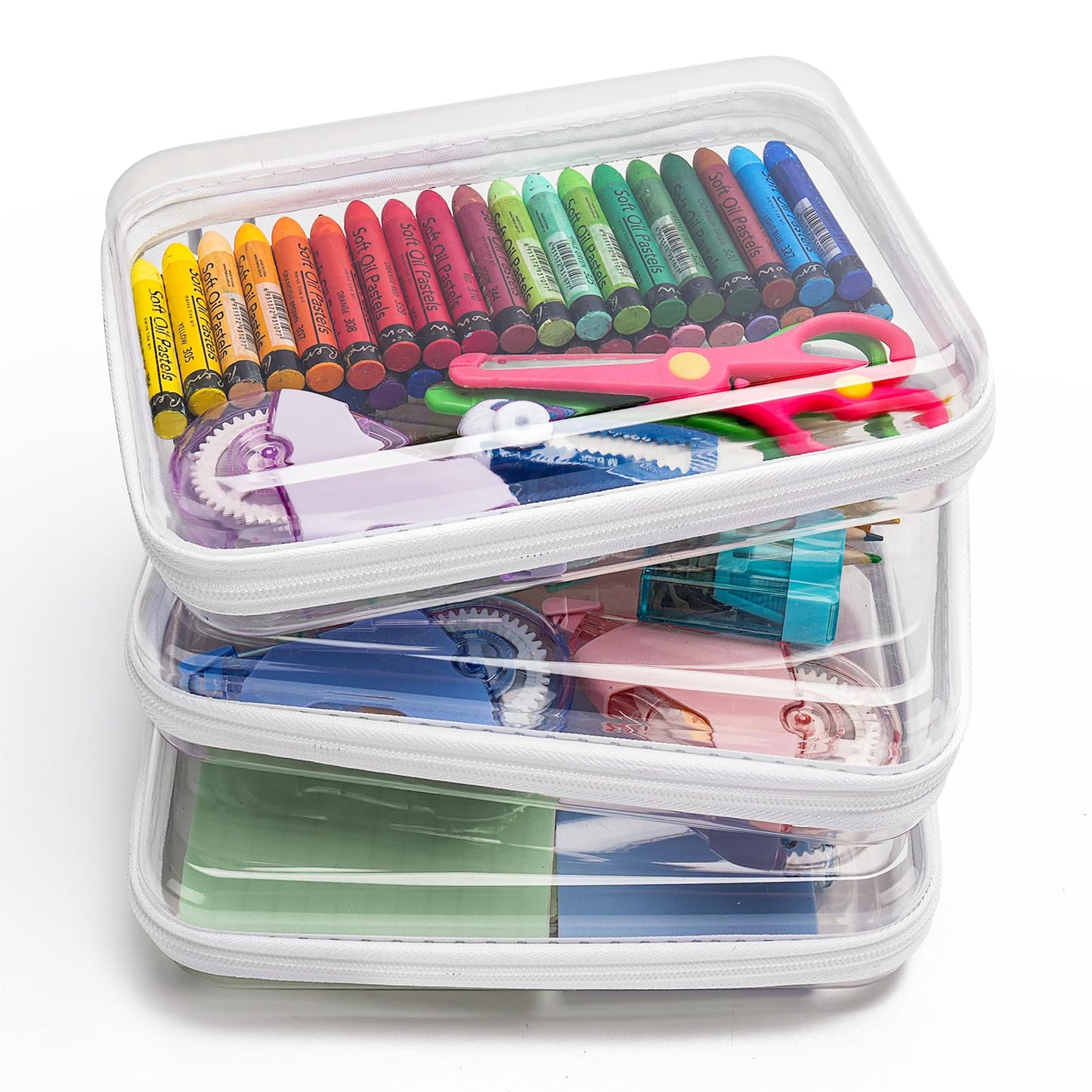 CoiiJoii 3PCS Clear Hard Shell Zipper Case,Portable Cosmetic Bag with Zipper, Diaper Bag Organizing Pouches, Kid's Toy Storage Organizer Bins,Hard Plastic Case, Christmas Storage Bins