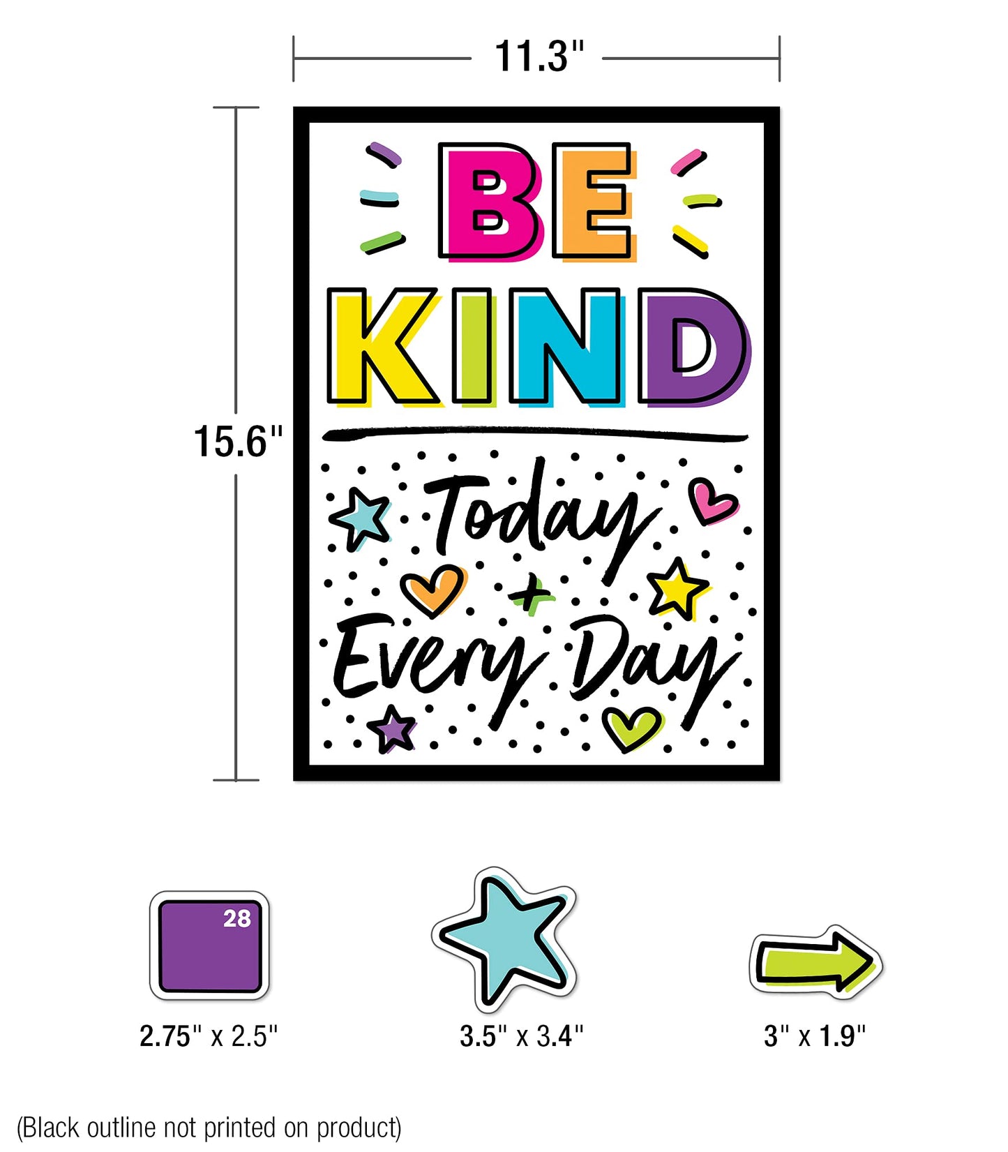 Carson Dellosa Kind Vibes 129 pc Set Wall Calendar, Monthly Headers, Birthdays, Holidays, Number Cover Ups, Motivational Poster, Star Cutouts, and More for Bulletin Board and Classroom Decor