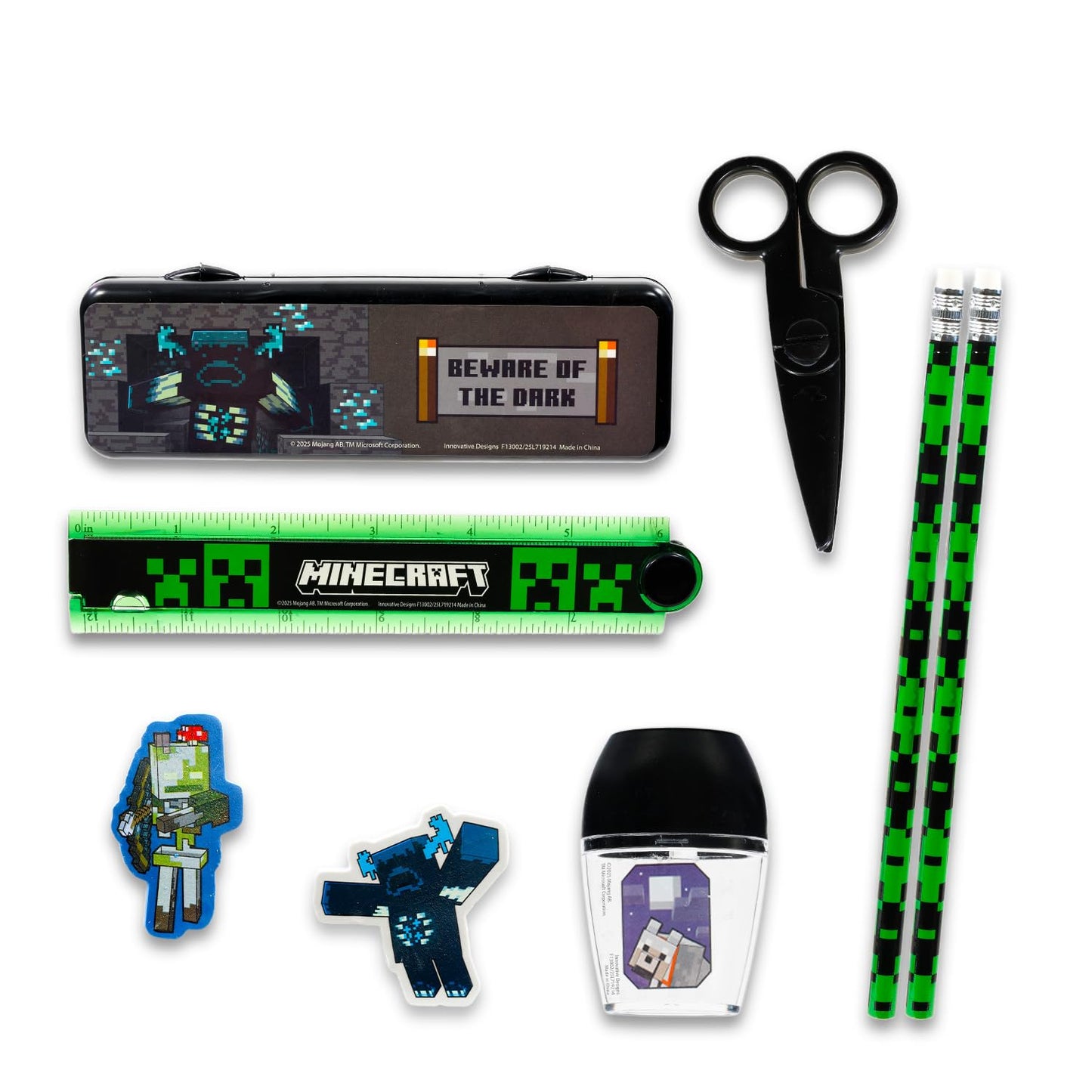 Minecraft School Supplies Set - Bundle with Creeper Folder, Notebook, Erasers, Stickers, and More | Minecraft Back to School Supplies Stationery Kit for Boys, Kids