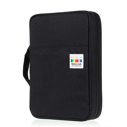 BTSKY Portable Colored Pencil Case - Colored Pencil Organizer Holds 166 Pencils or 112 Gel Pens Large Capacity Zippered Pencil Holder Gel pens (Black)