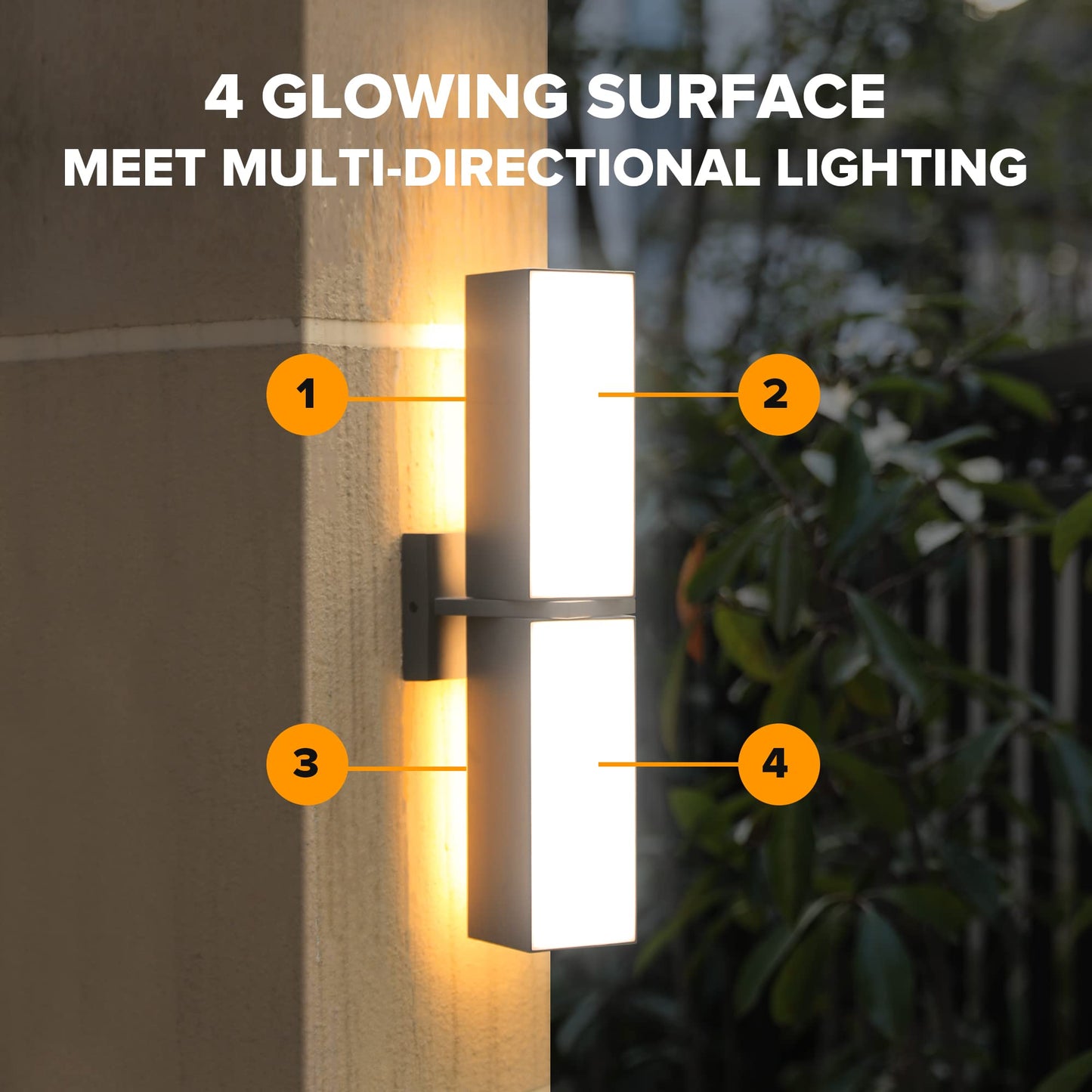 LUTEC Cuba Outdoor LED Wall Light, 3000K, 2000LM, Gray, Waterproof, Aluminum, Model 5193817118