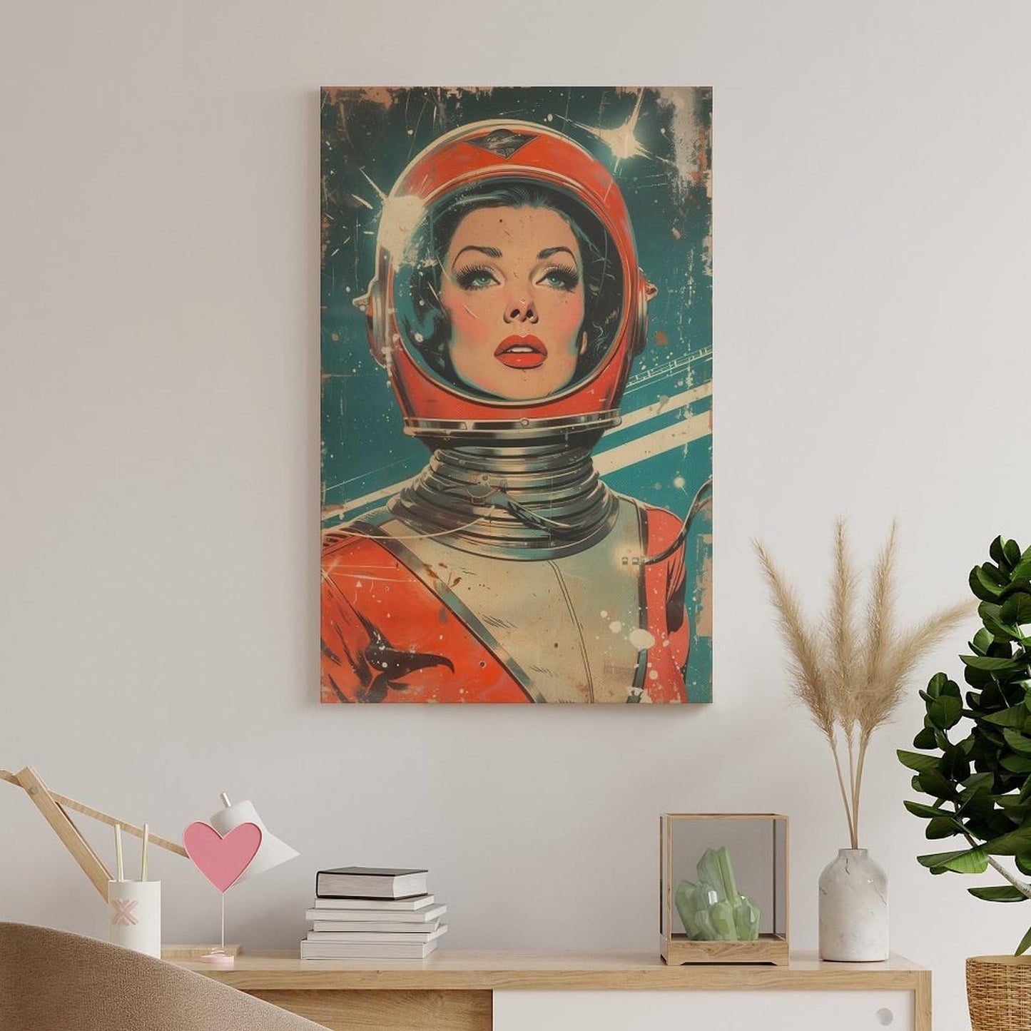 JHXNJDPOST Retro Mid-Century Modern Astronaut Canvas Wall Art Aesthetic Decorative Painting Living Room Restaurants, Pool Halls And Hotelsstyle-10 16x24inch(40x60cm)
