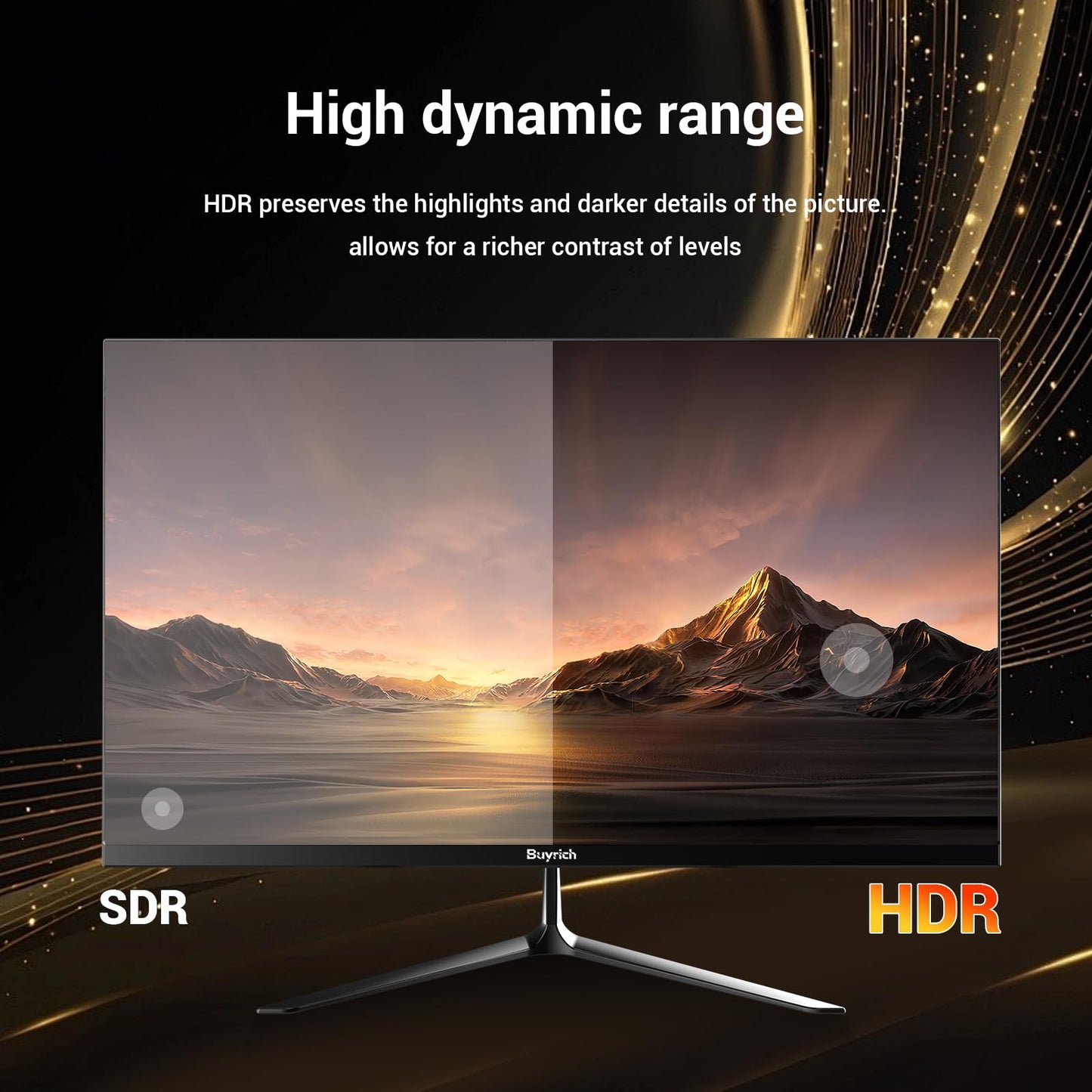 BUYRICH 24.5 Inch Gaming Monitor, 200Hz Refresh Rate, FHD 1920x1080, Fast Response Time, Built-in Speakers, Metal Stand, VESA Compatible, for PC Gamers and Home Setup