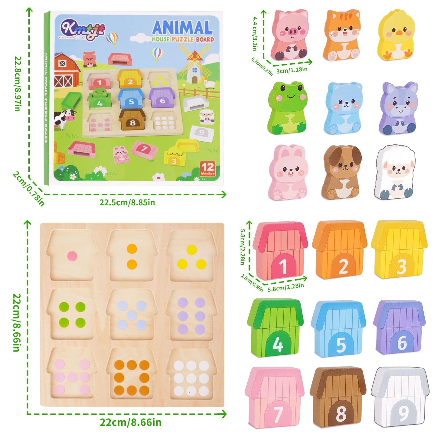Montessori Wooden Farm Animals Toys for 1 2 3 Year Old Toddlers - Counting, Matching & Sorting Fine Motor Games, 1st Birthday Gifts for 1-2 Years, Learning Toys for Baby Boys Girls Age 12-18 Months