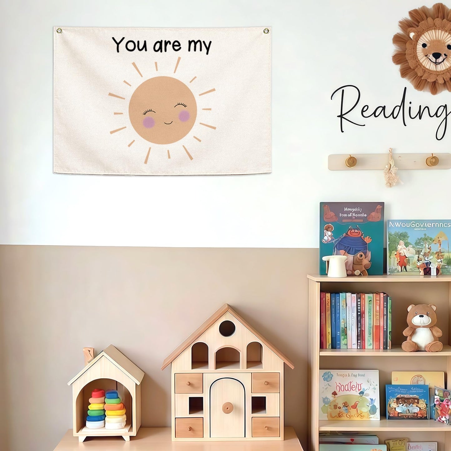 Nursery Canvas Banner Wall Decor-Hanging Rectangular Flag Sign Art for Kids Girl Boy Teen,Bedroom Playroom Babyroom Decoration,You are My Sunshine Gift,Christmas Baby Shower Gift 28.5"L x 20"W