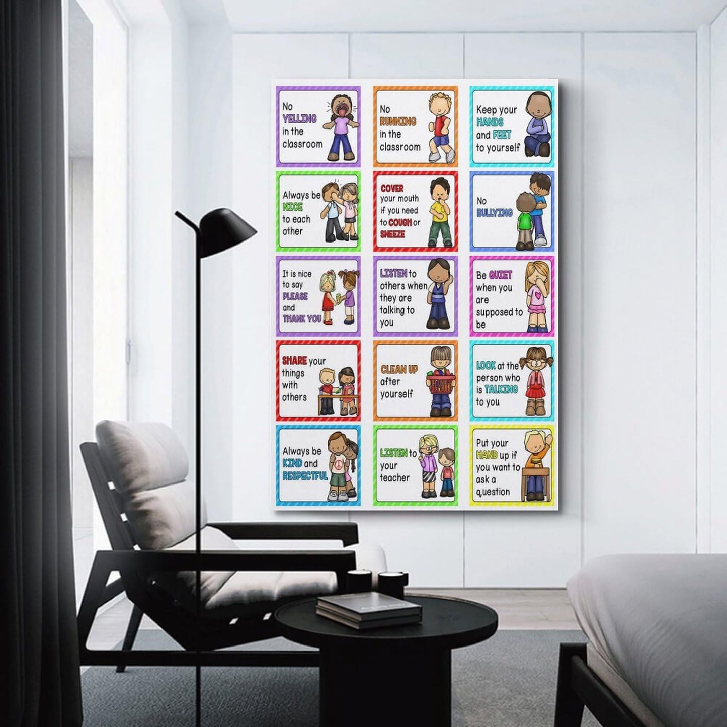 Classroom Rules Educational Posters for Preschool, Home, Middle And High School Classroom Poster Poster for Room Aesthetic Posters & Prints on Canvas Wall Art Poster for Room 16x24inch(40x60cm)