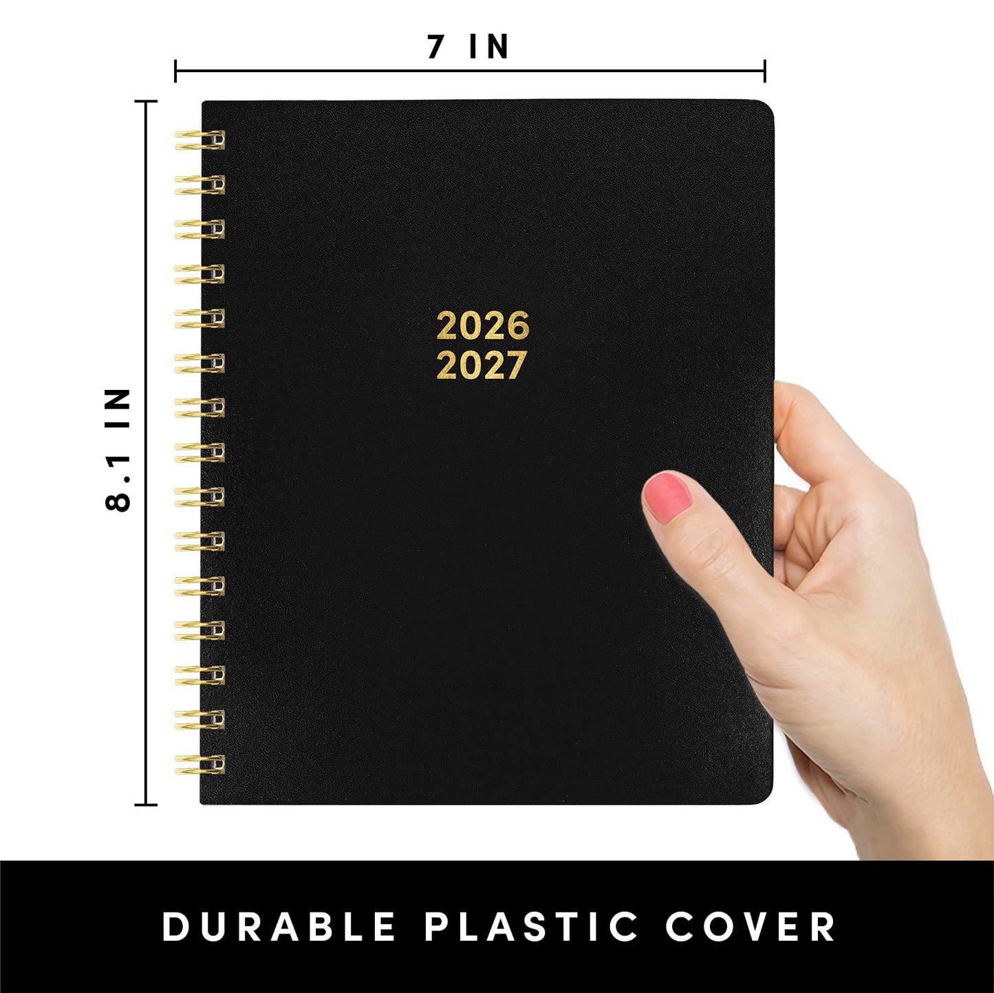 PAPERAGE Academic Planner, Weekly & Monthly Planner & Calendar, 12-Months, July 2026 - June 2027, (7" x 8"), School & Student Planning Agenda with Tabs, Bonus Pages & Inner Pocket, Black