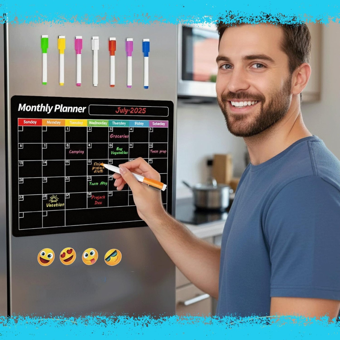 3 Pack Magnetic Dry Erase Calendar for Refrigerator Monthly, Weekly & Daily Fridge Planner Board for Meal Planning, Grocery Lists, to Do Notes, Family Schedule & Chore Chart Organizer