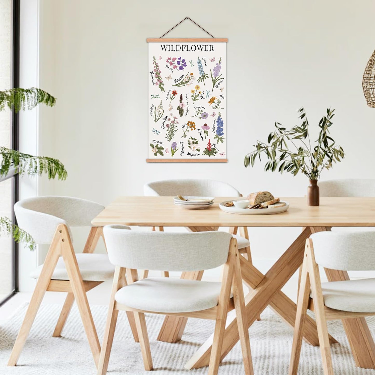 KAIRNE Wildflowers Posters,Plant Floral Reference Chart,Floral Wall Hanging Illustrative Reference,Botanical Wall Art Prints,Flower Chart Poster for Living Room Office Bedroom Decoration,11X17.7 inch