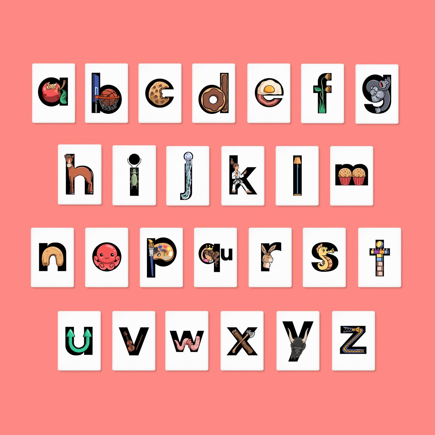 Phonics Flashcards for Kids - Alphabet Letter Sound Cards with Embedded Mnemonics for Early Reading, ABC Flashcards for Preschool & Kindergarten - Fonexa (Large)