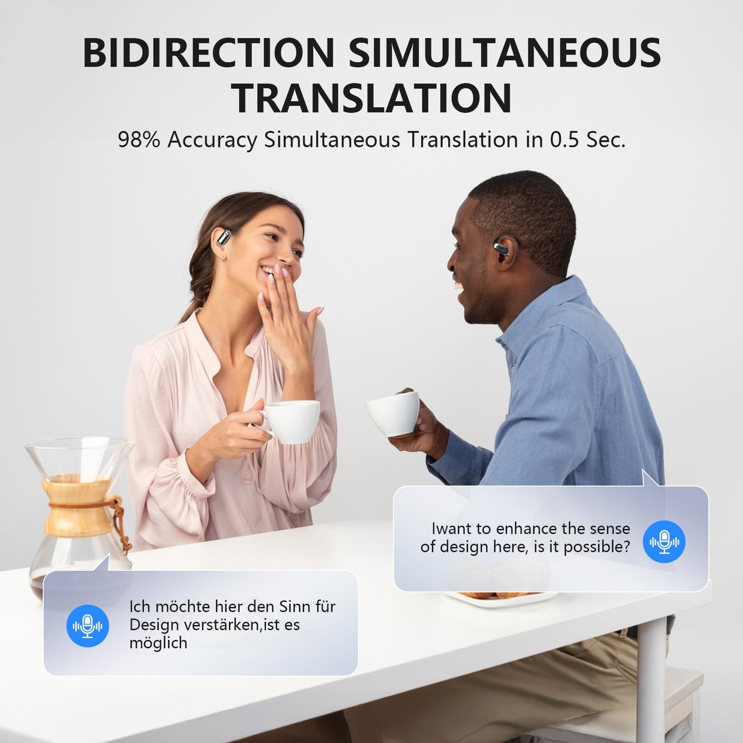 Translation Earbuds Real Time - AI 144 Language Translator Earbuds, Audifonos Traductores Inglés Español, 3-in-1 Translating Device, Translate Ear Buds for Travel Learning with Charging Case Black