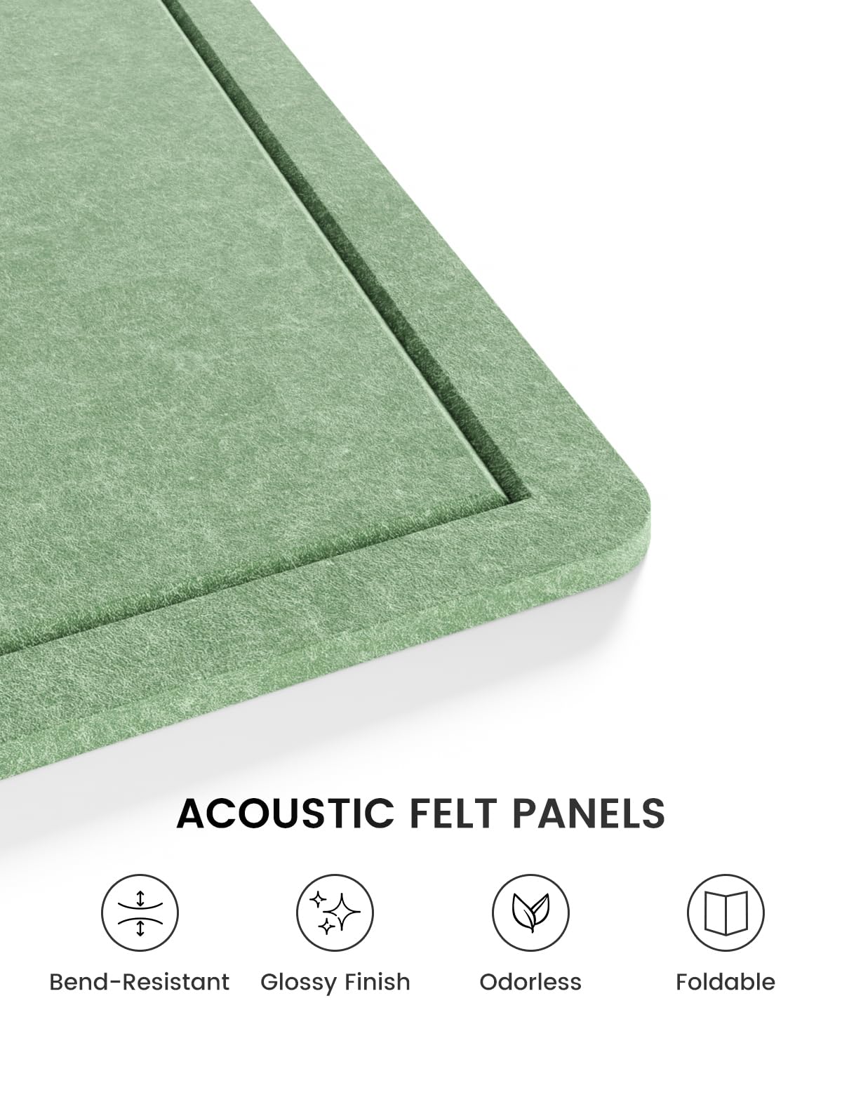 Fluxynara Bulletin Board,35.4" x 23.6" Cork Board Alternative with 12 Safe Removable Adhesive Tabs, Foldable Felt Pin Board for Home Office, Classroom, Bedroom,Entryway for Walls—Moss Green