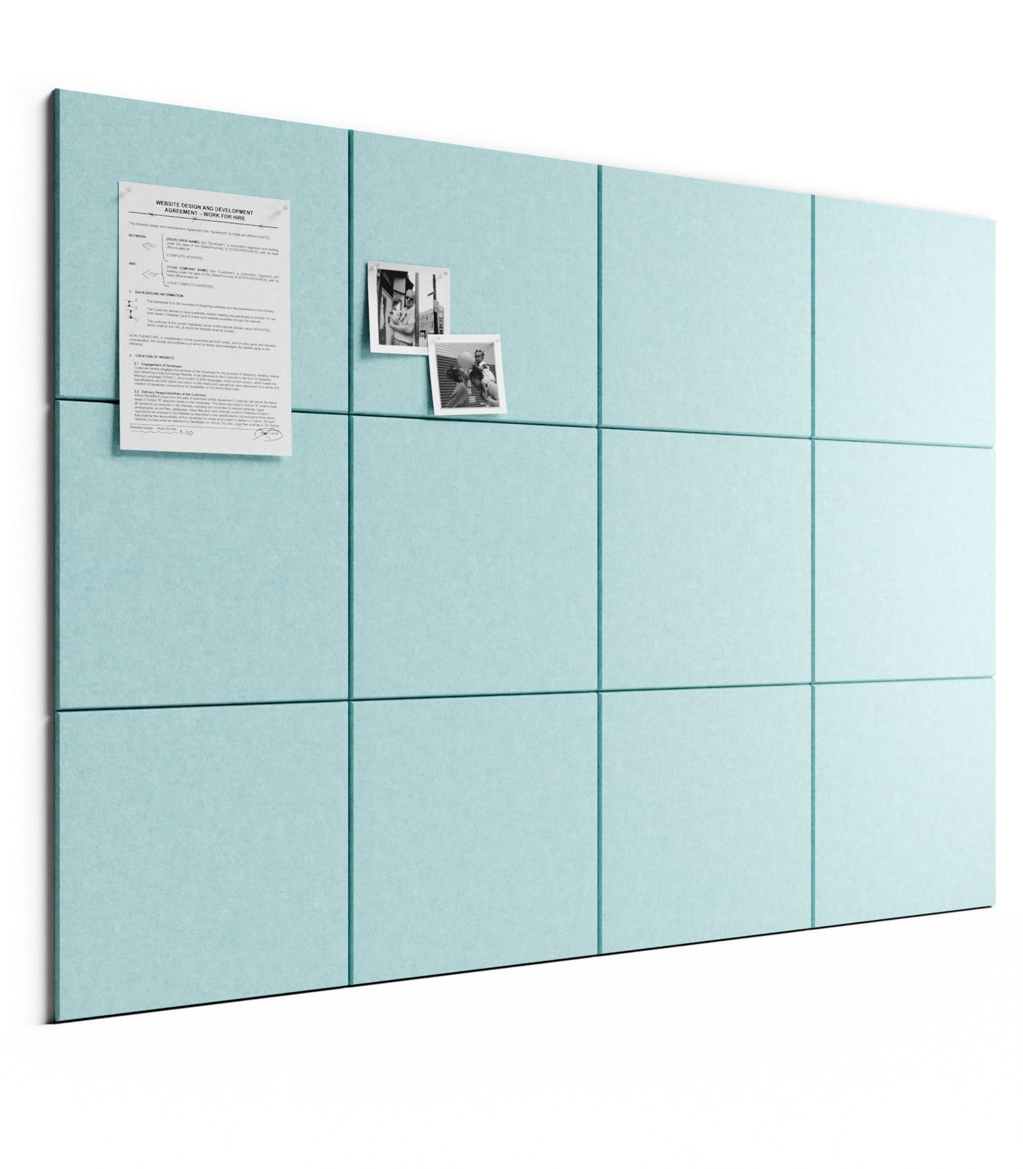 Bumusty Large Cork Board 48" x 36" Alternative - 12 Pack Felt Wall Tiles with 70 Safe Removable Adhesive Tabs, 30 Pushpins, Cork Boards for Walls Pin Board Bulletin Board Office Decor (Aqua Blue)