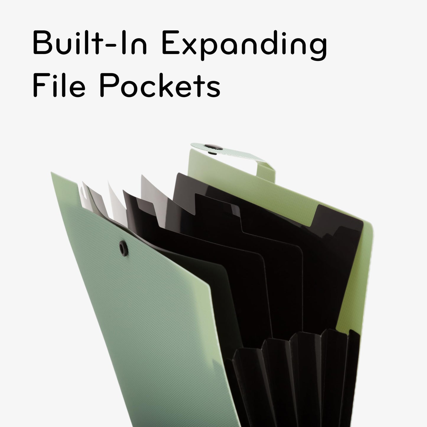 U Brands Poly Performance 1" Binders, Set of 2, Olive Green, Expanding File Pocket, Silver Metal O-Rings