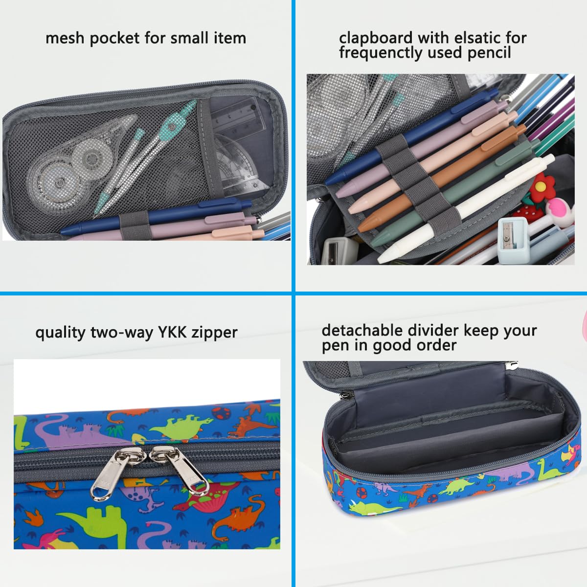 FlowFly Large Capacity Pencil Case for Kids, Boys & Girls – Zippered Multi-Functional Pen Pouch, Soft & Portable Pencil Bag for School, Teens, Students, Dinosaur