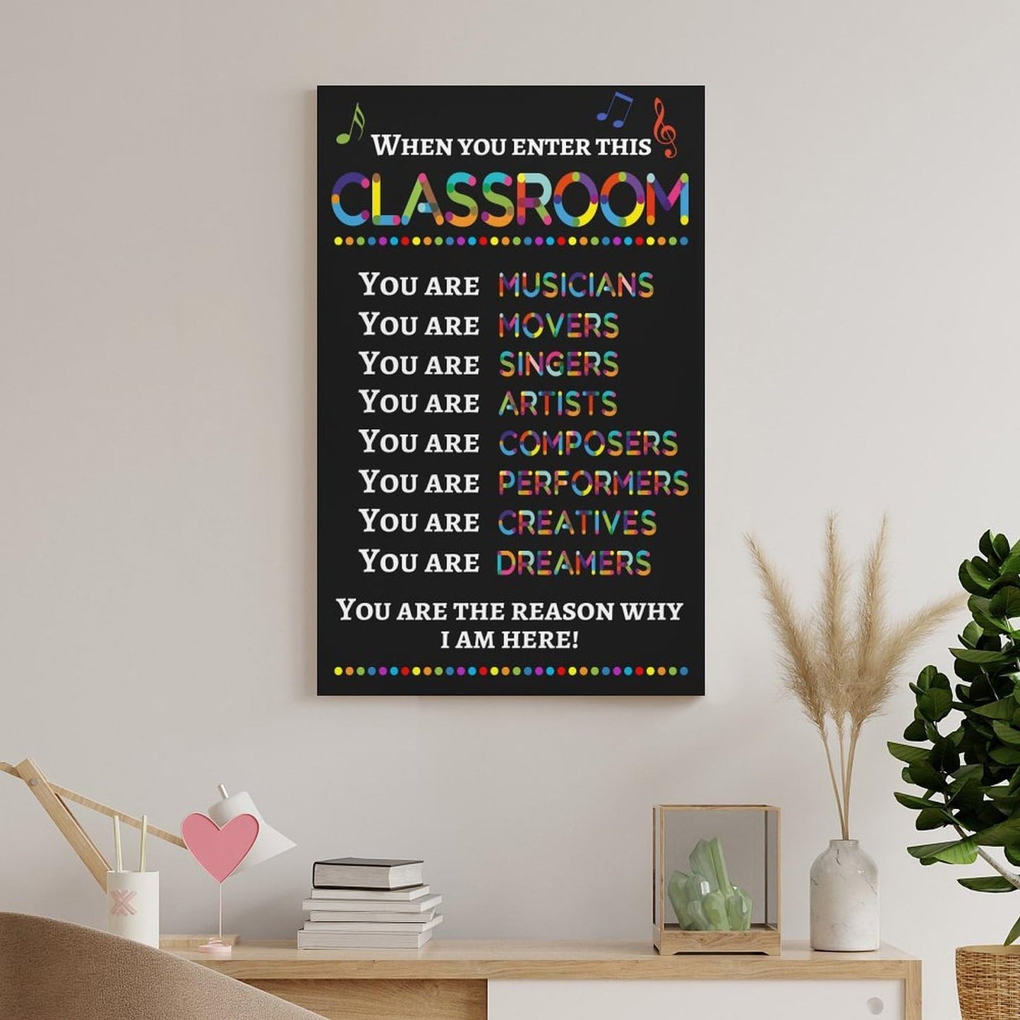 LINWDSB Teacher Wall Art Decor Poster Signs,Music Room, When You Enter This Classroom You Are Musicians Unframed, Music Classroom Supplies Unframe style-9 16x24inch(40x60cm)