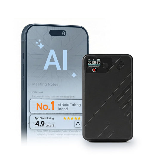 KS SHOP AI Voice Recorder Premium | Real-Time Transcription & AI Summaries | 256 Languages | Smart Recording Device for Meetings, Calls & Lectures | 64GB Storage | App Control