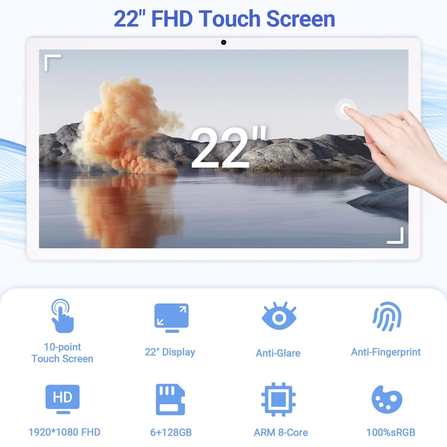 WinTang 22-Inch Portable TV on Wheels, 1080p Portable Touch Screen Monitor, EDLA-Certified, Smart Rolling TV Built-in 13MP Camera, Built-in Battery Operated TV | Android 15 | 6+128G