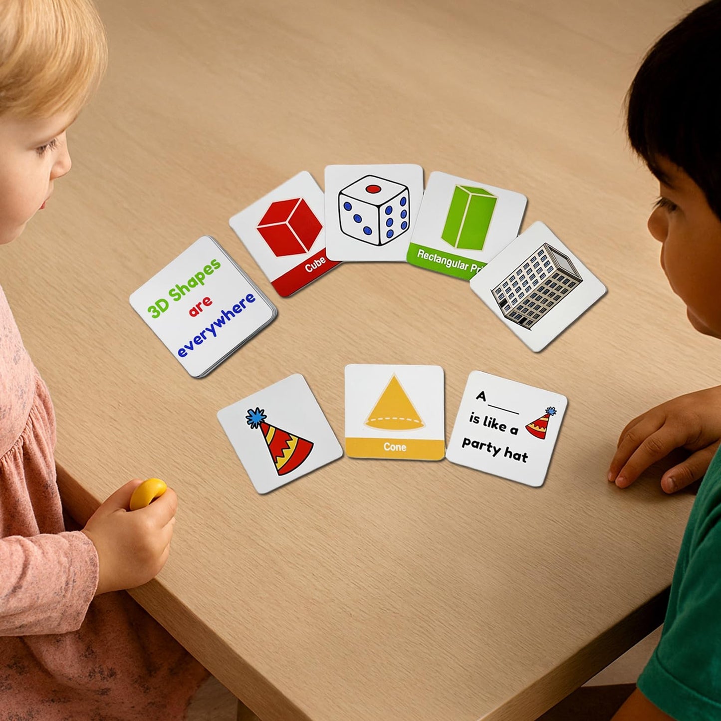Jianwen Magnetic 3D Shapes Flash Cards, Geometric Solids Matching Game, Educational Learning Aids & Math Manipulatives for Classroom and Home