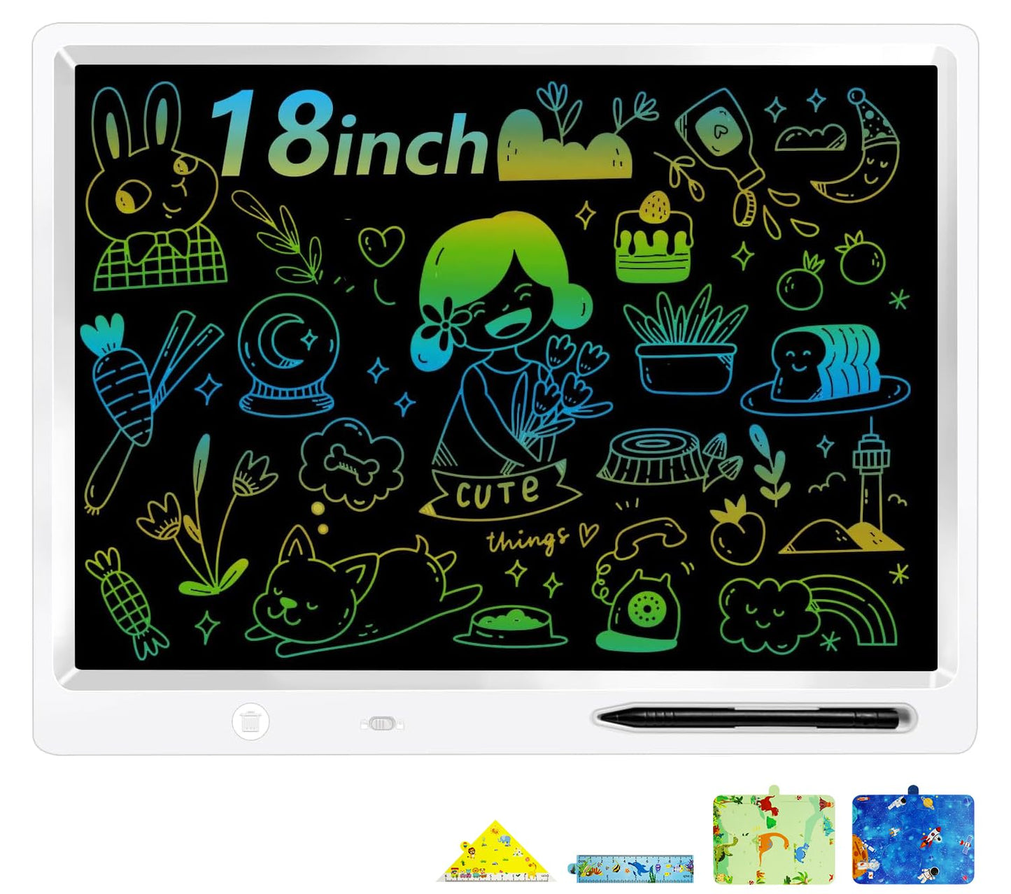 LCD Writing Tablet, 18 Inch Colorful Doodle Board Valentines Kids Gifts,Erasable LCD Writing Tablet for Kids, Home School Office Christmas Gifts for 3-12 Years Home School