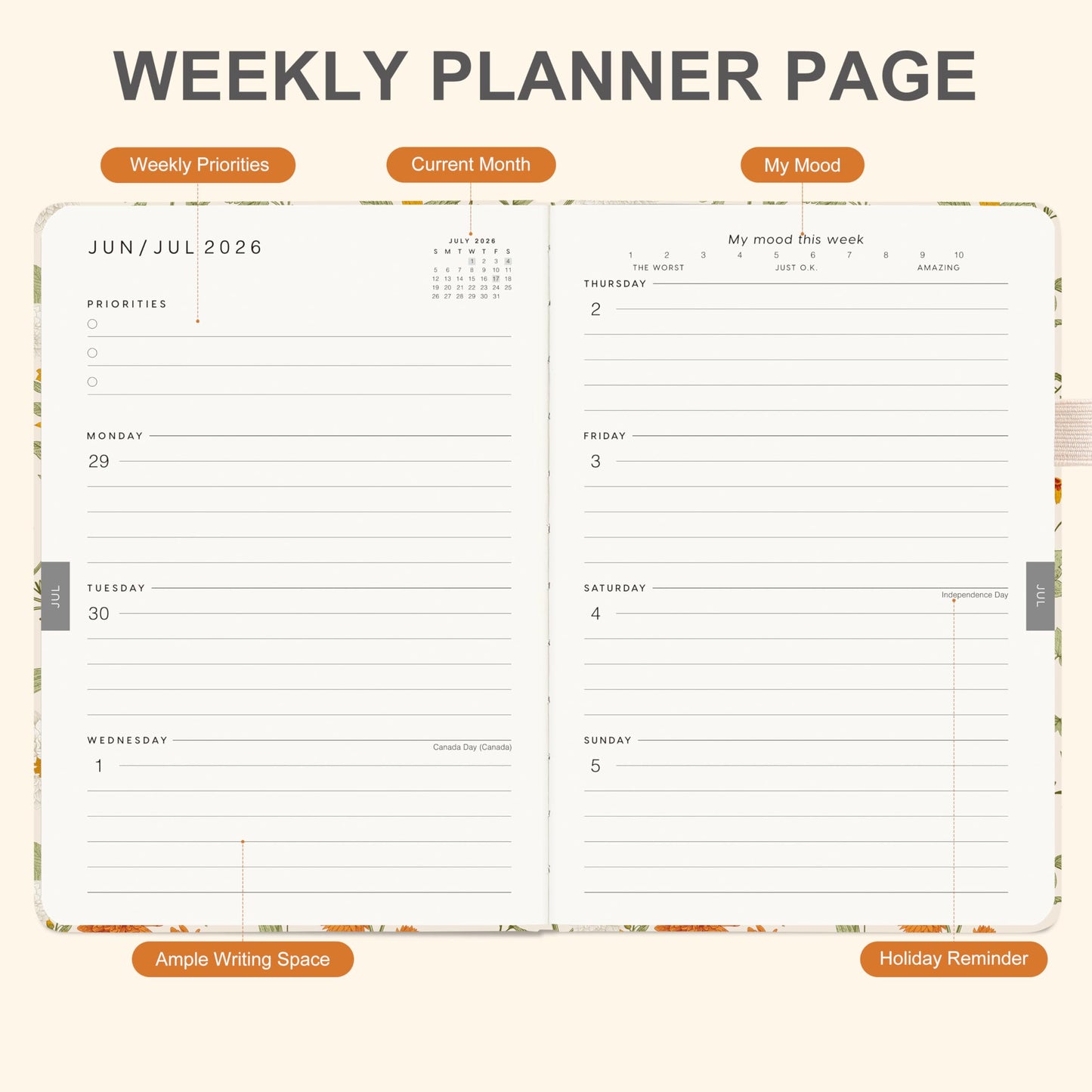 And Per Se Academic Planner 2026-2027 – Weekly & Monthly Planner, July 2026 to June 2027, A5 Leather Hardcover with Inner Pocket – Student & Teacher Organizer, 5.7" x 8"(Wild Flowers)