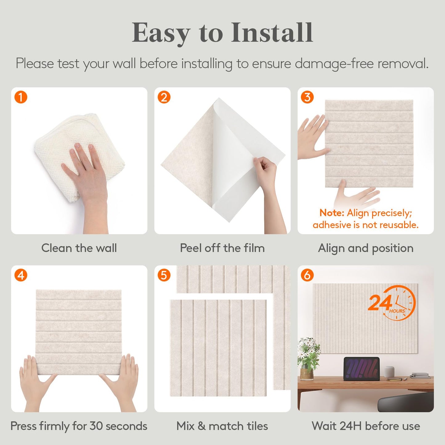 Lifewit Felt Slatted Bulletin Board, 12 Pack Self-Adhesive Panel, 48"x 36" Total Size, Cork Board Alternative, Pin Message Board with 30 Pushpins for Room and Office Decor, Home, Dorm, Green