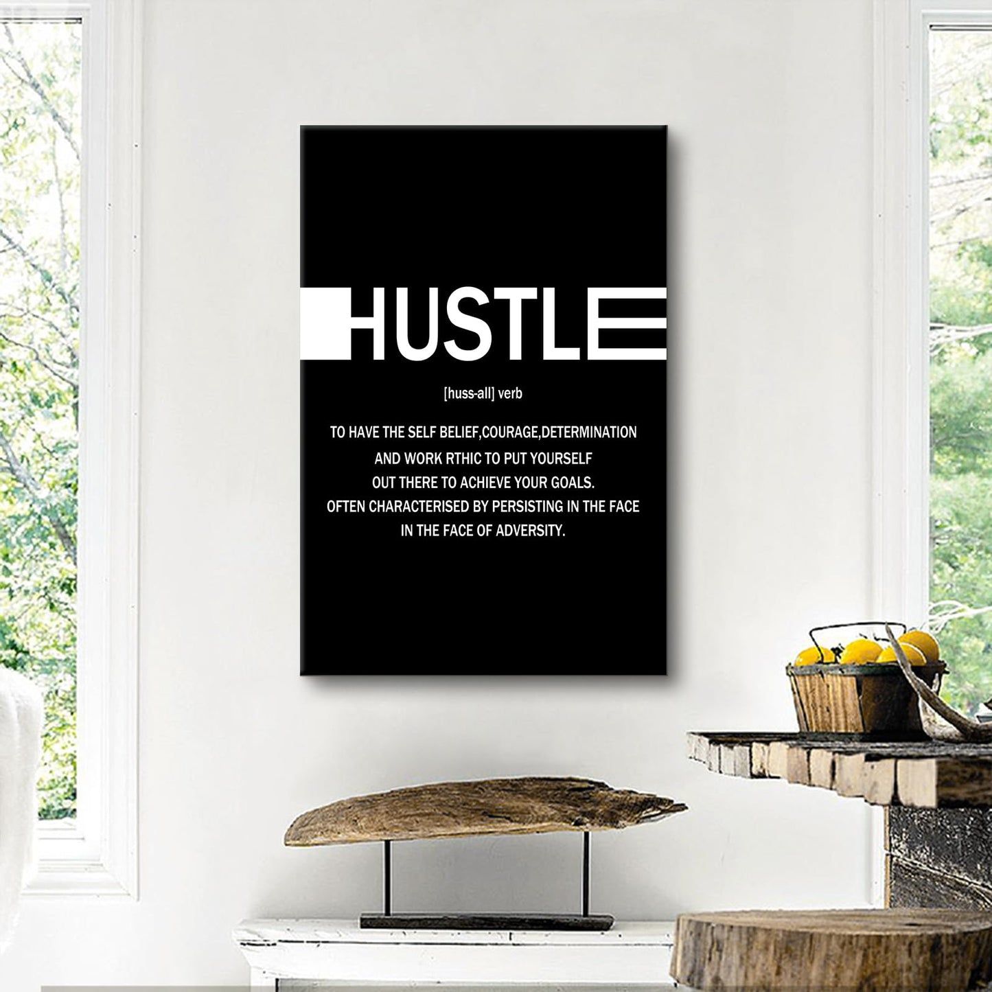 Hustle Entrepreneur Quotes Poster Print Motivational Pictures Painting Inspirational Canvas Wall Art for Modern Office Bedroom Living Room School Wall Decor Ready to Hang [24''Wx36''H]