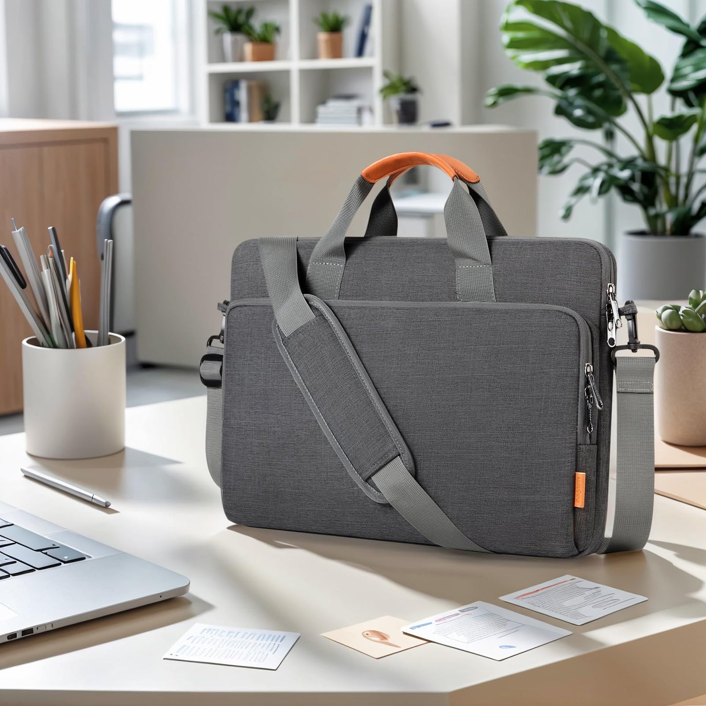 bagasin 17 17.3 18 inch Laptop Computer PC Shoulder Bag Carrying Case, Water-Repellent Fabric Briefcase, Lightweight Toploader, Business Casual or School