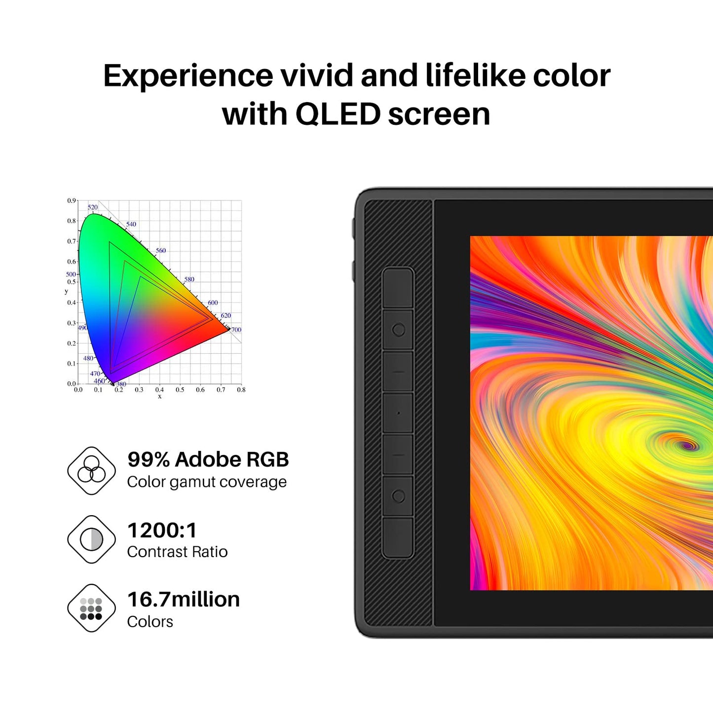 HUION Kamvas Pro 13 2.5K QHD+ Portable Drawing Tablet with Screen | 13.3 Inch, QLED Full Lamination, 99% Adobe RGB, Battery-Free PW517 Stylus for Professional Art & Design, Work with PC, Mac, Android