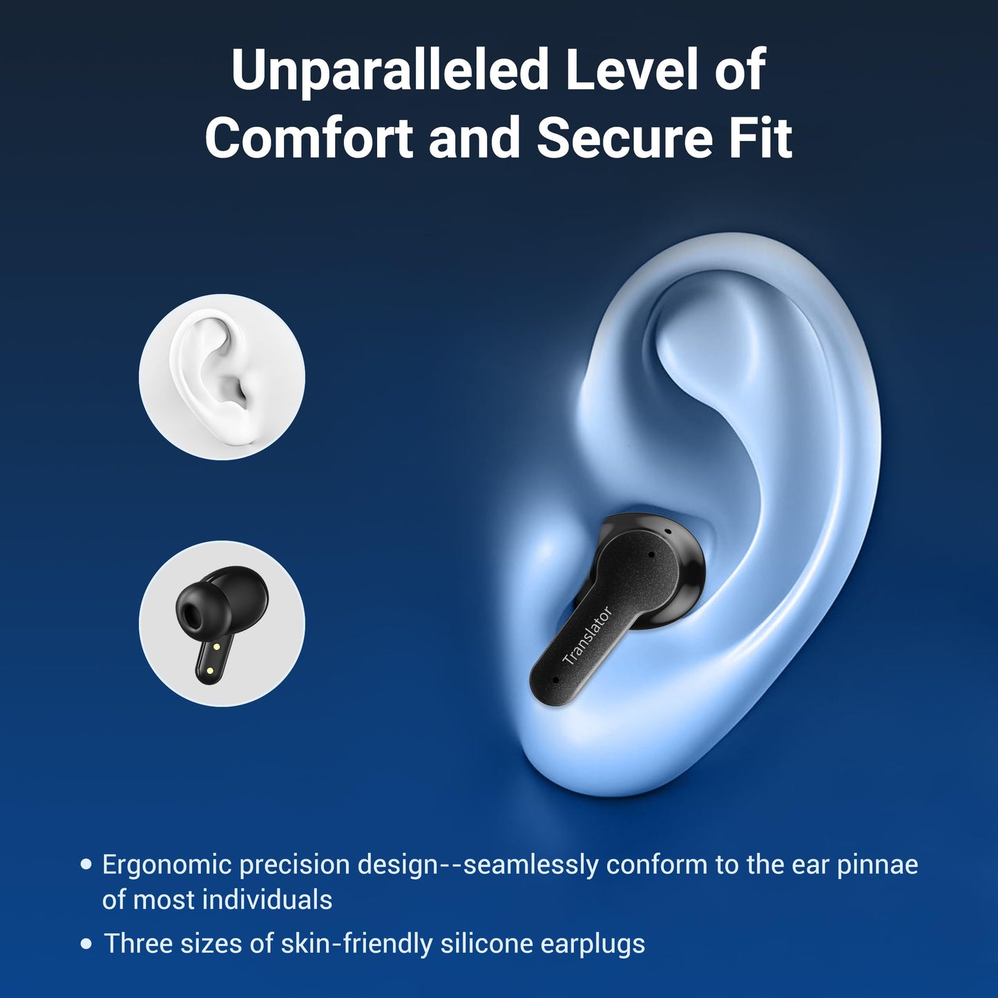 Anfier M3 AI Translator Earbuds Real Time, Online Translation Device in 144 Languages & Accents, 3-in-1 Two-Way Audifonos Traductores Inglés Español, Language Headphones for iOS & Android (Black)