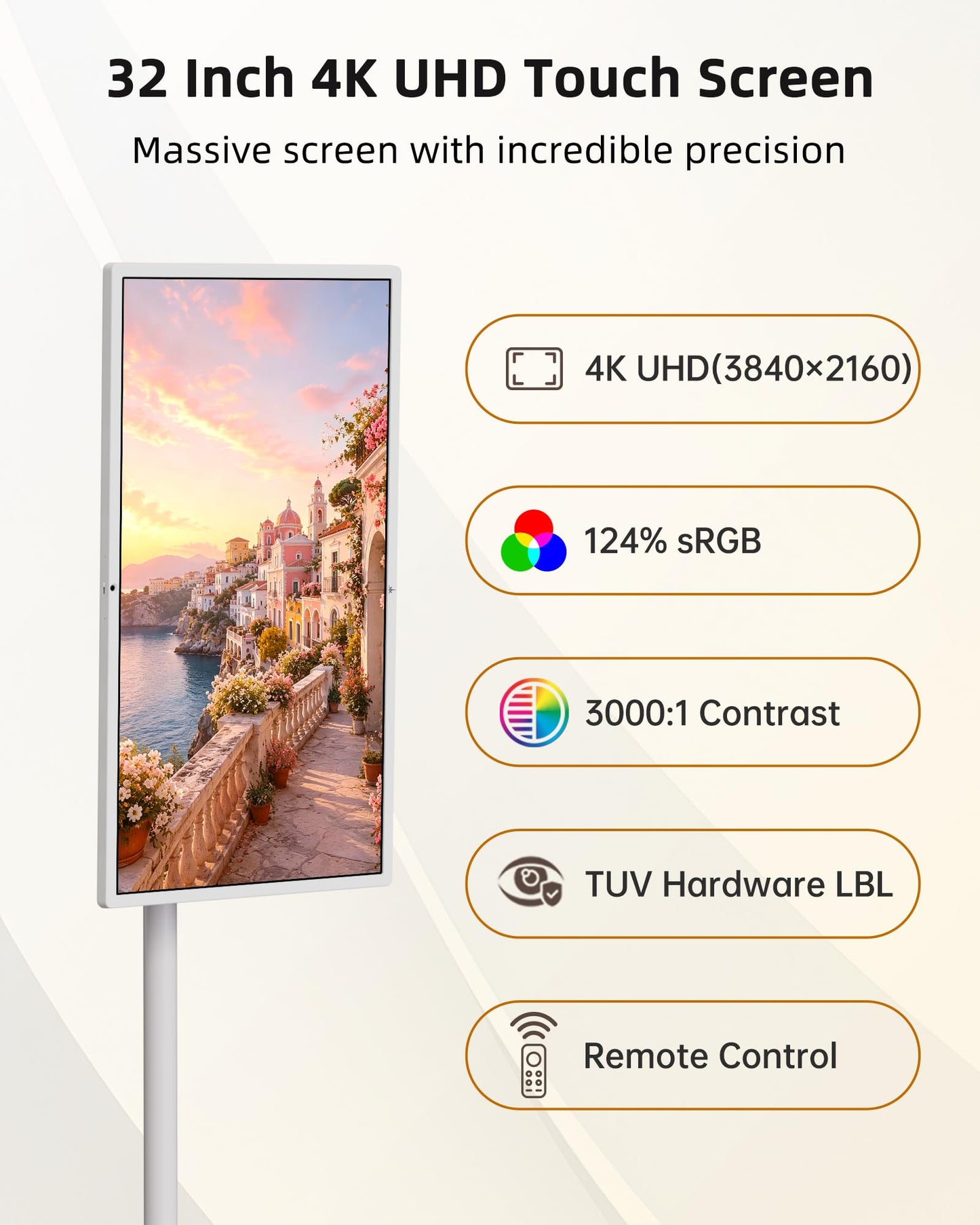 KTC MEGAPAD 32 Inch 4K Smart Portable TV on Wheels,16G+256G Storage, Android OS EDLA Certified, Four 8W Speakers, Built-in Battery&Camera, Voice Remote, UHD Touch Screen with Rolling Stand, A32Q7 Max