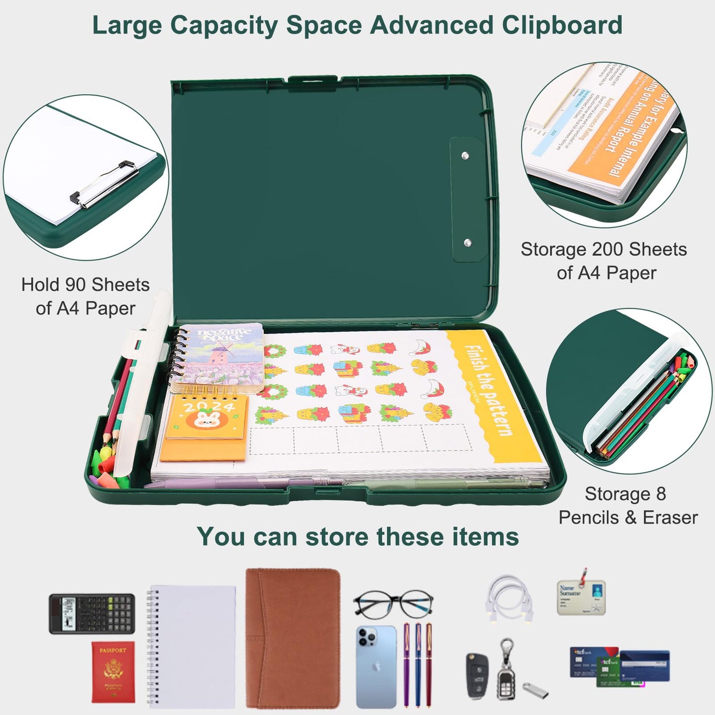 SFLHHDM Clip Boards 8.5x11 with Storage, Heavy Duty Storage Clipboard, Nursing Clipboards Folder with Pen Holder, Clipboards with Low Profile Clip, Nurse Clipboard Binder Case for Classroom