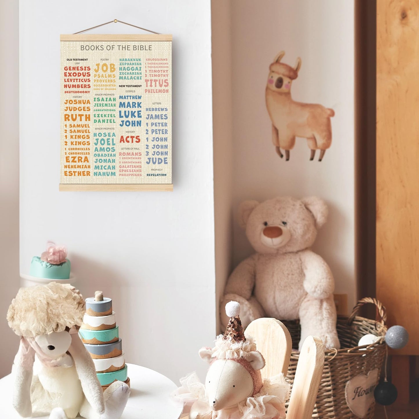 Boat Wades Bible Books Wooden Poster Hangers,Books of the Bible Poster Hanger Frame,Homeschool Decor,Christian Educational Verses Hanging Frames Decor for Christian Church Preschool Classroom16x24