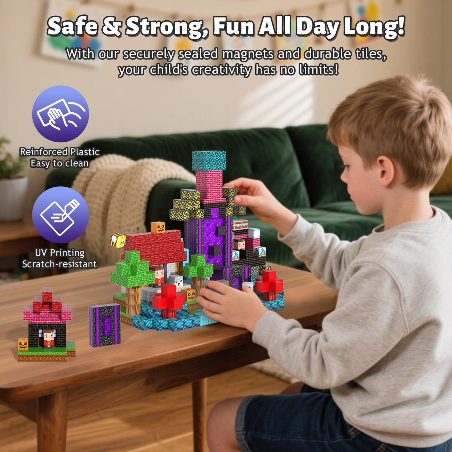 Gryxpox 150pcs Magnetic Blocks, Magnetic Building Blocks, Magnetic Blocks for Kids Ages 4-8, Magnetic Cubes STEM Sensory Toys for Ages 3+ Toddlers Boys & Girls–Christmas Birthday Party Kids Gifts
