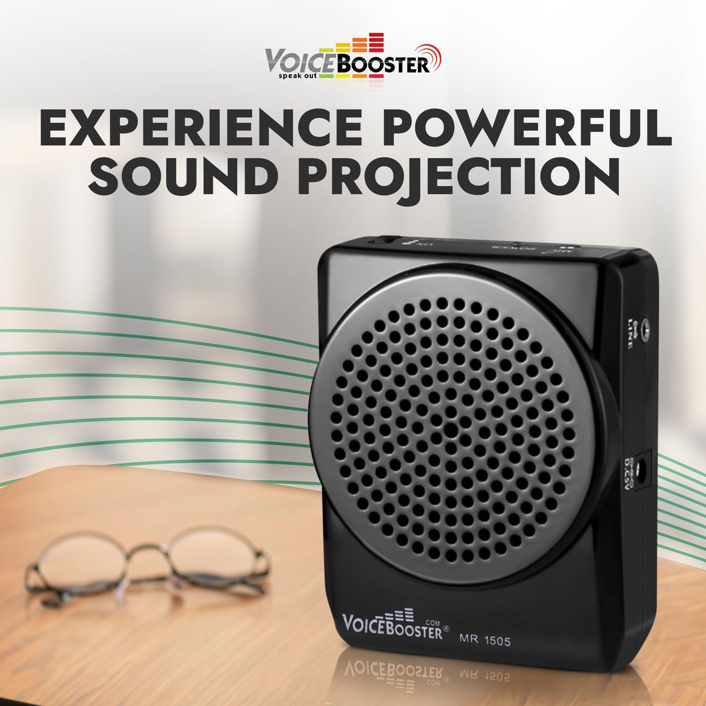 VoiceBooster Portable Voice Amplifier for Teachers - 12W Rechargeable Portable Speaker & MP3 Player with Wearable Microphone Headset for Classroom, Tour Guide, Elderly, Public Speaking - MR1505