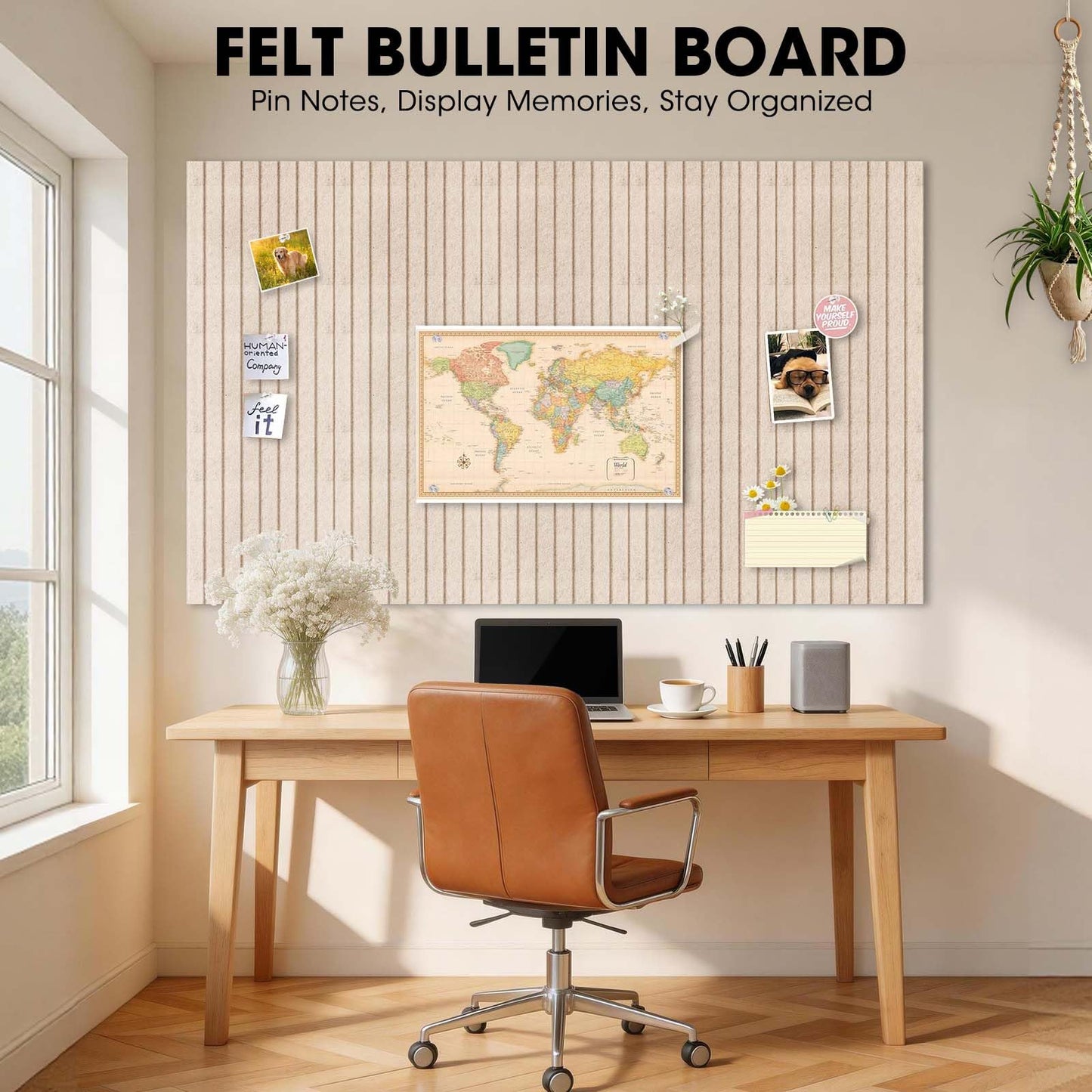 MQAAUP Large Cork Board for Walls 59" x 36",15 Pack 12"X12"Felt Bulletin Board Tiles with 120 Adhesive Tabs,Cork Board Alternative for Office Decor, Push Pin Board Wall Organizer-Oatmeal