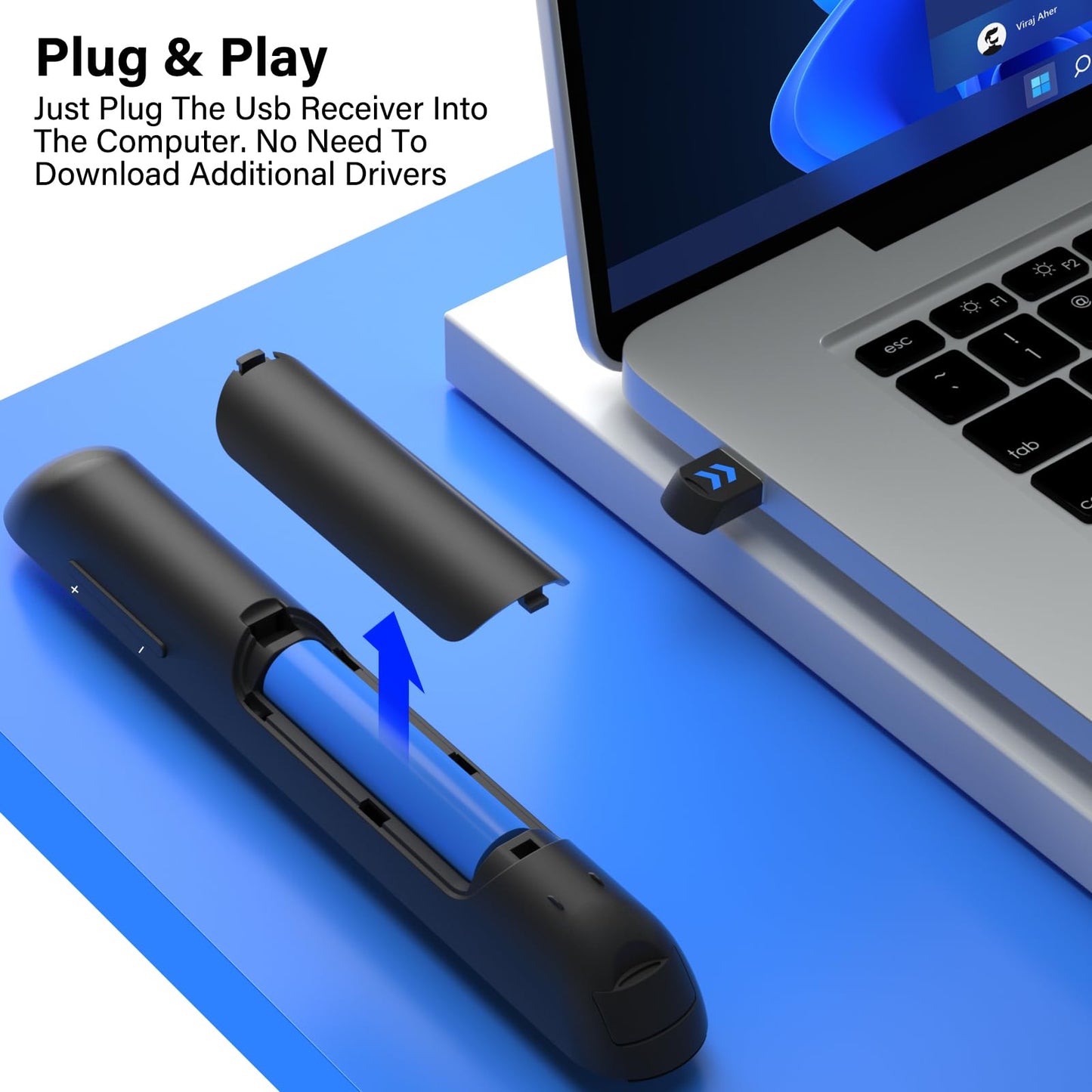 NinjaABXY Presentation Clicker, Wireless Presenter Clicker for Powerpoint Presentations RF 2.4GHz USB Presenter Remote Google Slide Advancer with Hyperlink Volume Control
