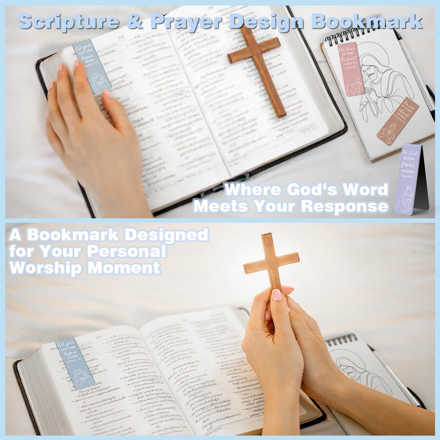 53 Pcs Bible Study Supplies, Bible Study Kit Journaling Supplies with 12 Bible Highlighters No Bleed and Tabs, 6 Pens, 6 Bookmarks, Books of the Bible Sticker and More, Christian Gifts for Women