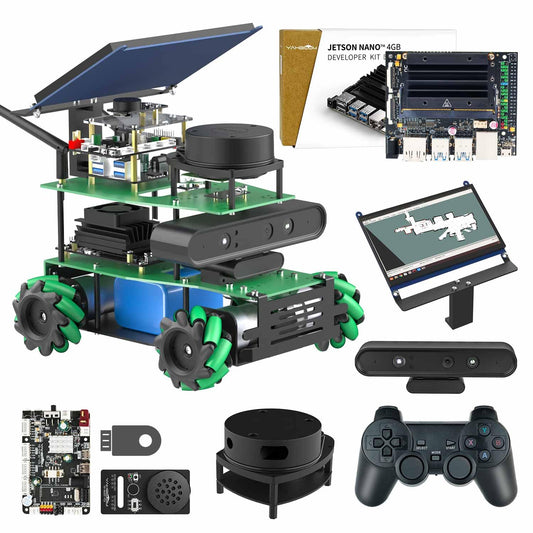 Yahboom ROS2 Robotic Kit for Jetson Nano 4GB Electronic Programming Learning Program AI Voice Interactive Control, 7inch Touchscreen Mecanum Wheel Chassis