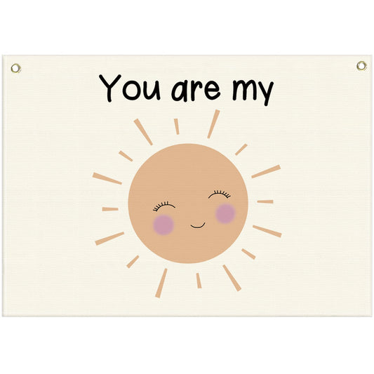 Nursery Canvas Banner Wall Decor-Hanging Rectangular Flag Sign Art for Kids Girl Boy Teen,Bedroom Playroom Babyroom Decoration,You are My Sunshine Gift,Christmas Baby Shower Gift 28.5"L x 20"W