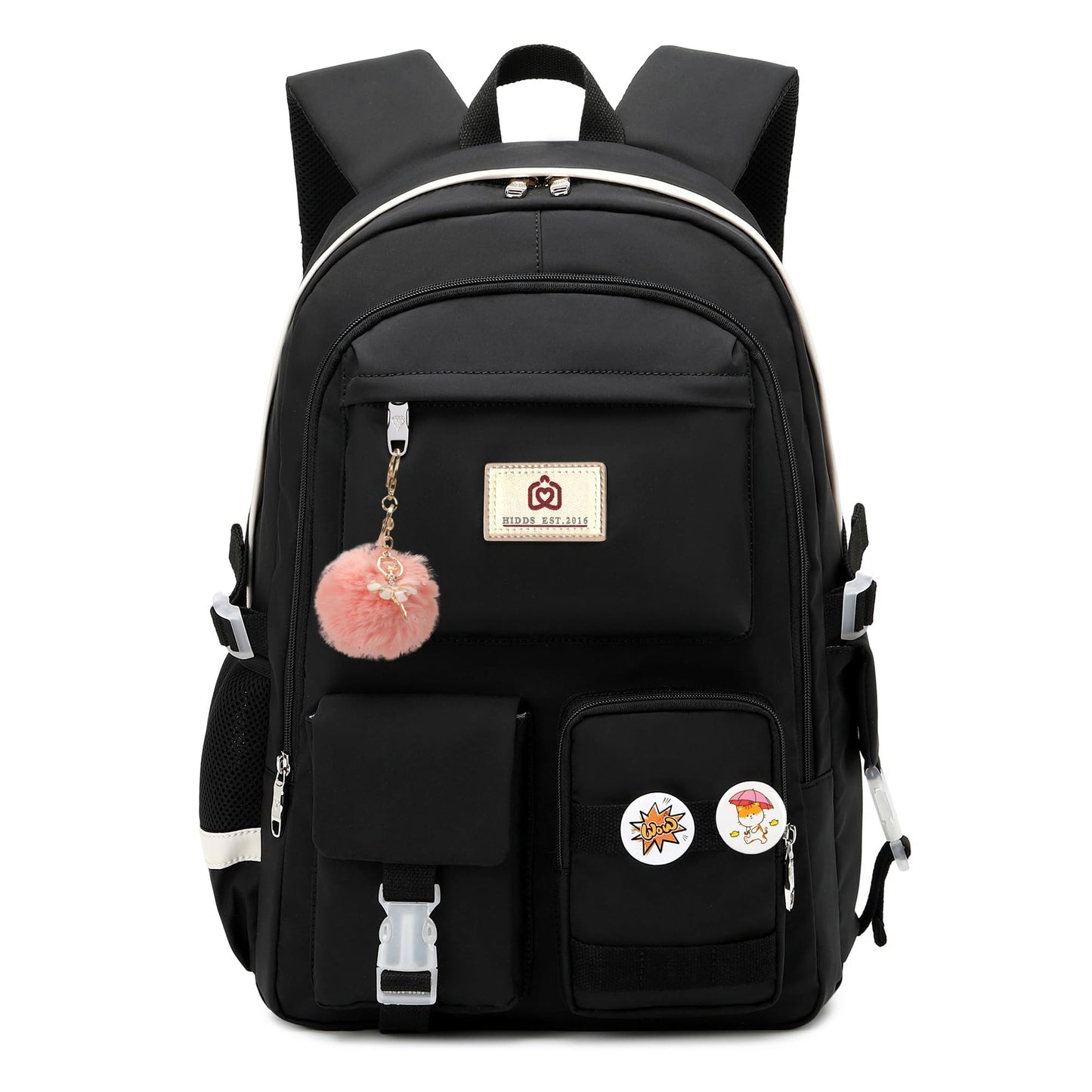 Hidds Laptop Backpacks 15.6 Inch College School Backpack for Girls Women Bookbag Cute Elementary Middle High School Bags Big Anti Theft Travel Daypack Kids Book Bag for Teens Womens Student (Black)