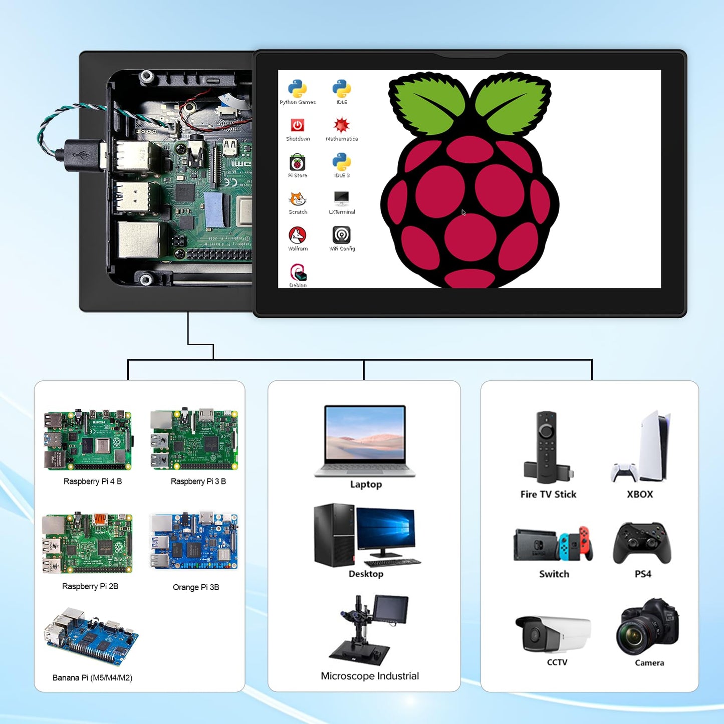 JUNEBOX 14 Inch Touchscreen Monitor - Equipped with VGA DVI and HDMI VESA Dual-Speaker,1080P IPS 10-Point Industrial Touchscreen Monitor for PC Laptop RPi POS Kiosk Home,Industrial Equipment (Grey)
