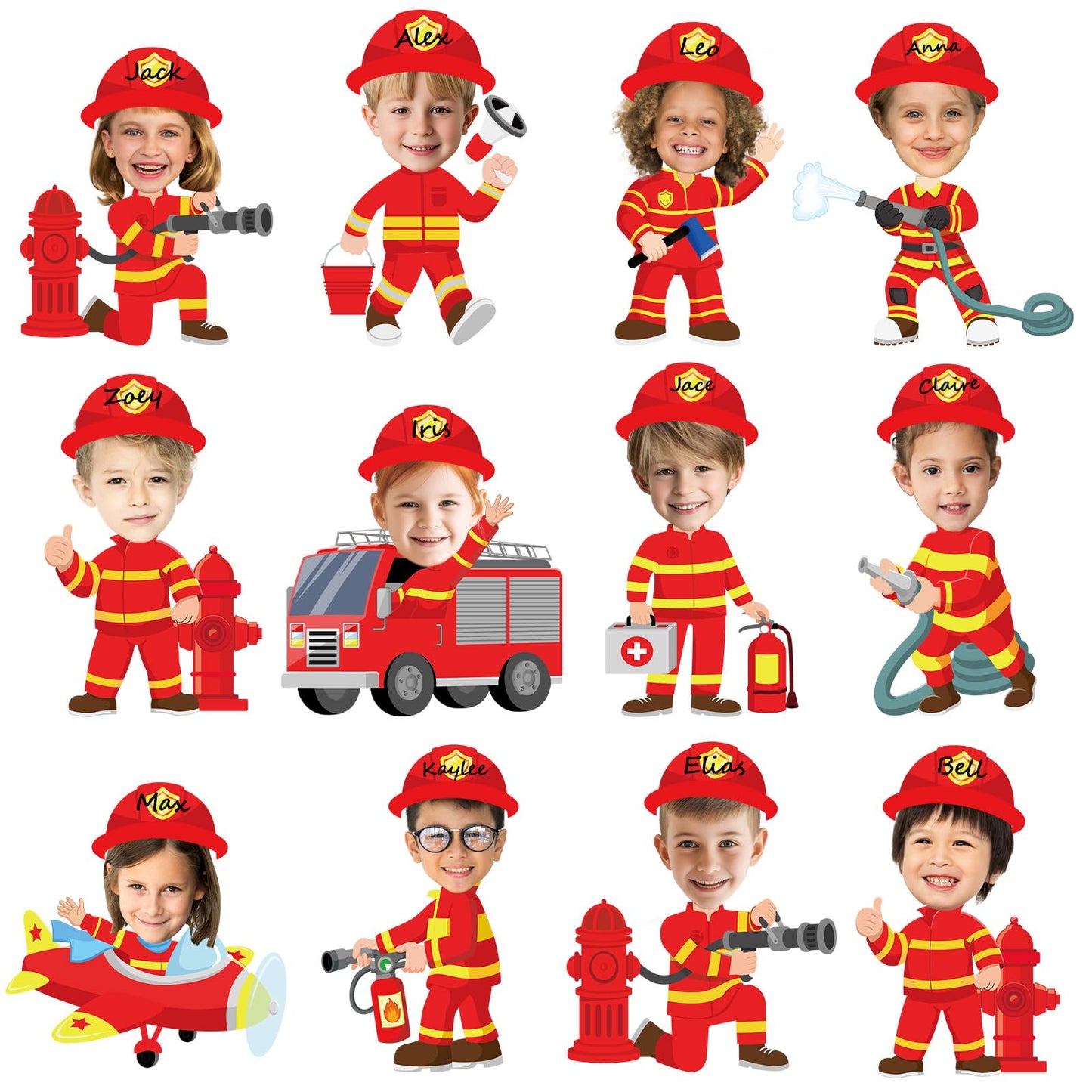60pcs Firefighter Cutouts Fire Truck Bulletin Board Decorations Fireman Theme Paper Cut-Outs Classroom Decorations for Boy Girl Classroom DIY Craft Photo Kindergarten Preschool Wall Door Supplies