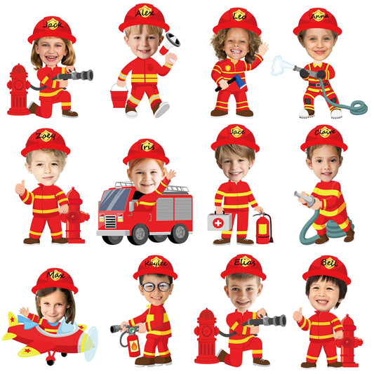 60pcs Firefighter Cutouts Fire Truck Bulletin Board Decorations Fireman Theme Paper Cut-Outs Classroom Decorations for Boy Girl Classroom DIY Craft Photo Kindergarten Preschool Wall Door Supplies