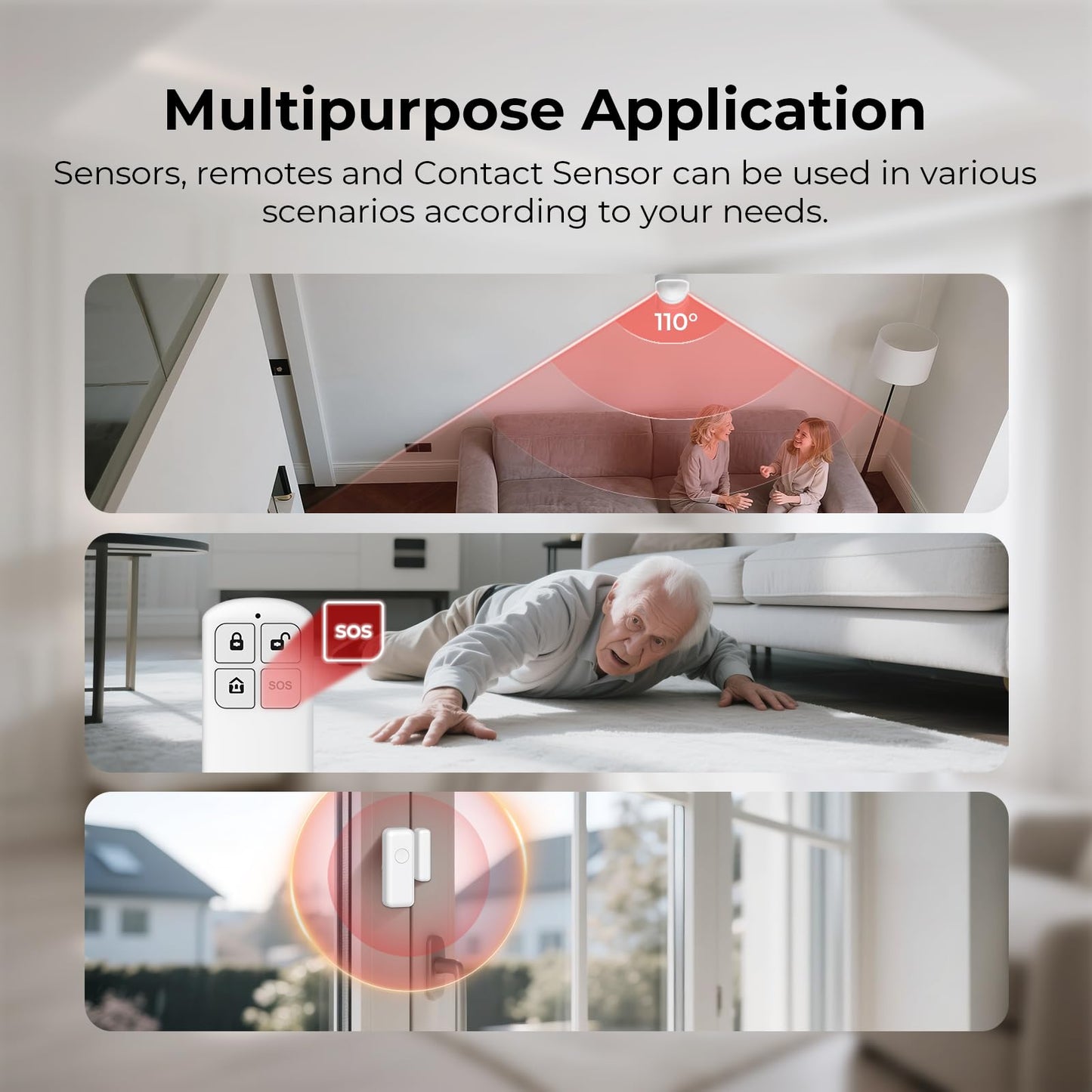 Hapippofa Wireless Home Security System, 8-Piece DIY Kit, No Monthly Fees, WiFi & 4G, Instant App Alerts, Works with Alexa & Google, Door Sensors, Motion Detection, Remote Control