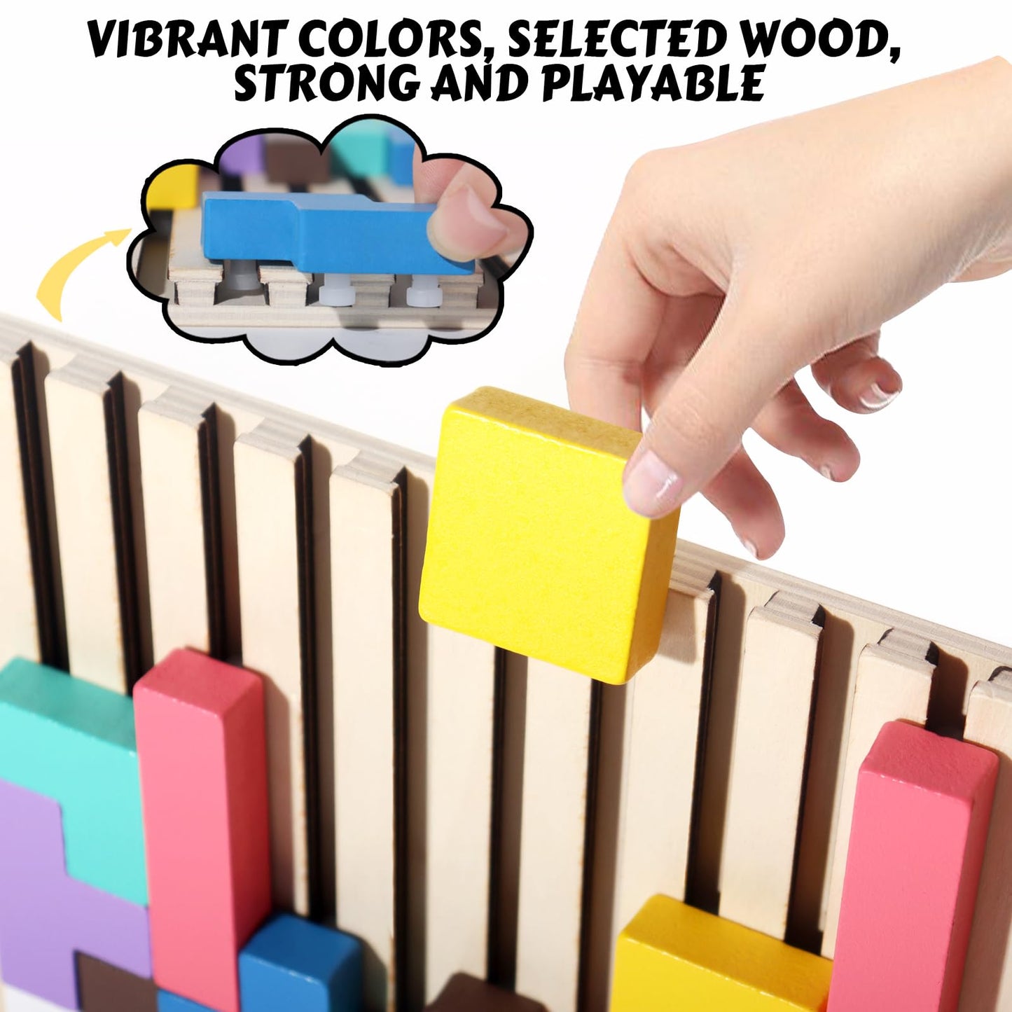 Wooden Russian Blocks Puzzle Brain Teasers Toy Tangram Jigsaw Puzzle Intelligence Colorful 3D STEM Montessori Educational Gift for Boys and Girls,Board Game Educational Toys for Toddlers 3-6 Years