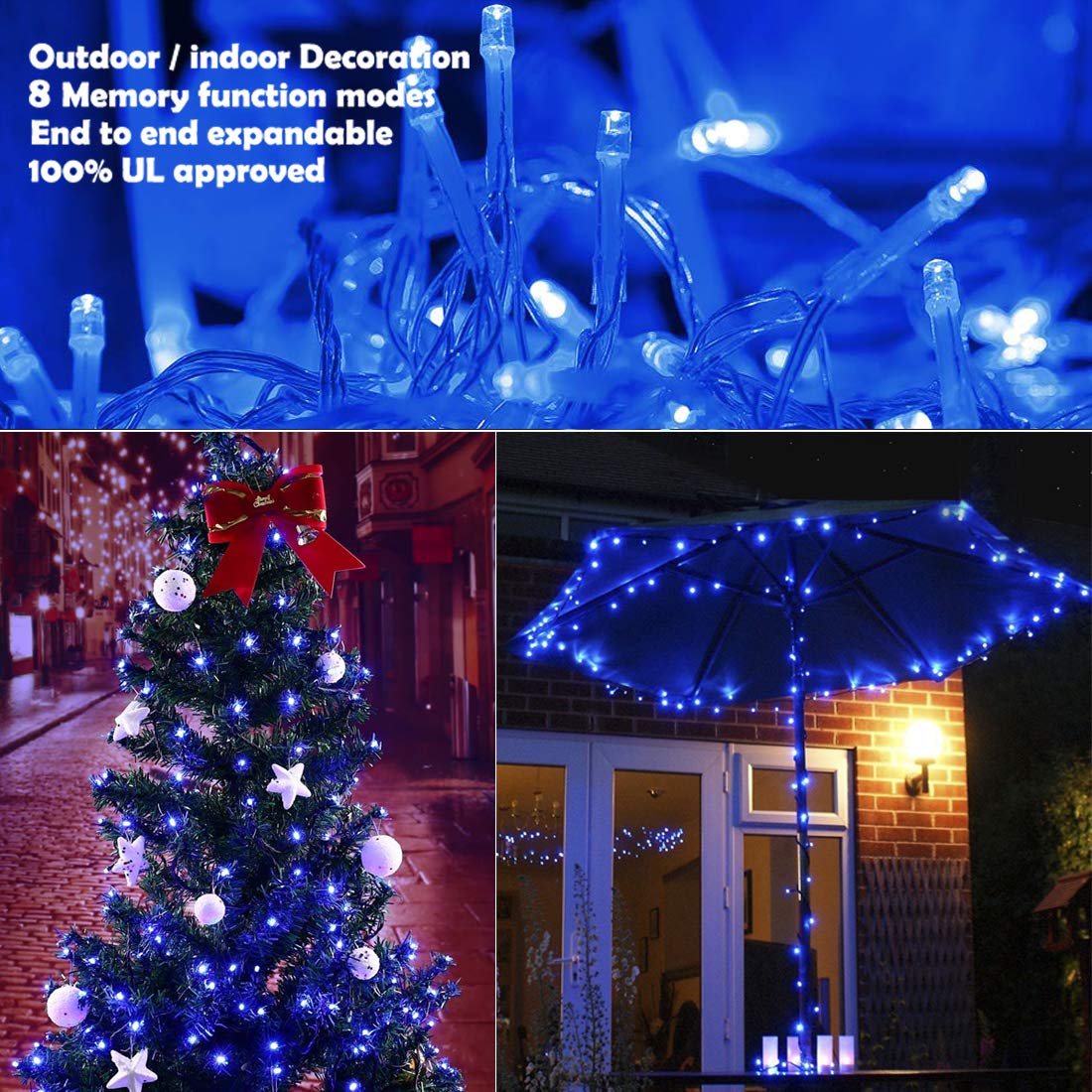 Epesl Christmas Indoor Lights - 320 LEDs, 115ft, Blue, Waterproof, 8 Modes, Model TW-32LEDSL-US-Blue, Ideal for Decor