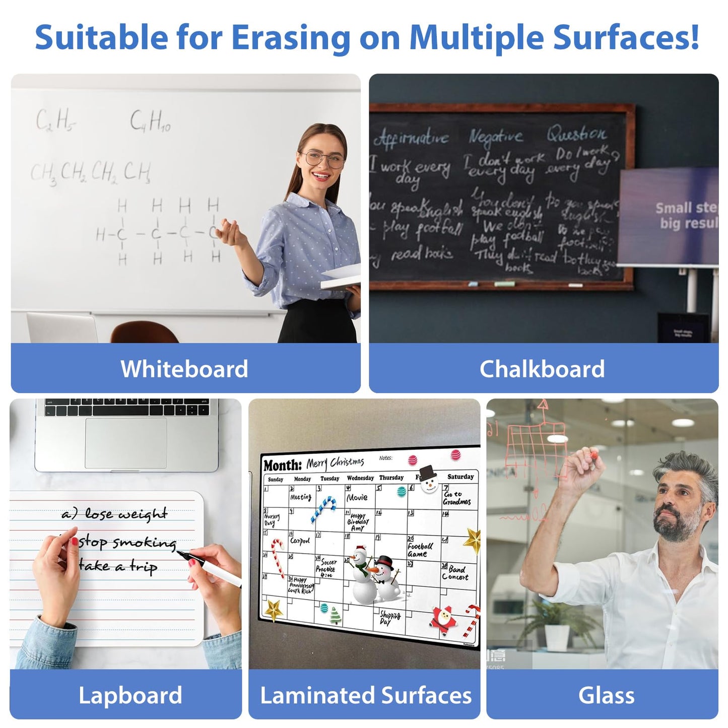 SITHON Magnetic Dry Erase Erasers, Mini Whiteboard Dry Erasers Back to School Supplies, Chalkboard Cleaning Pads for Classroom, Office, Home, 4 Colors, 2 x 2 Inch (72 Pack)