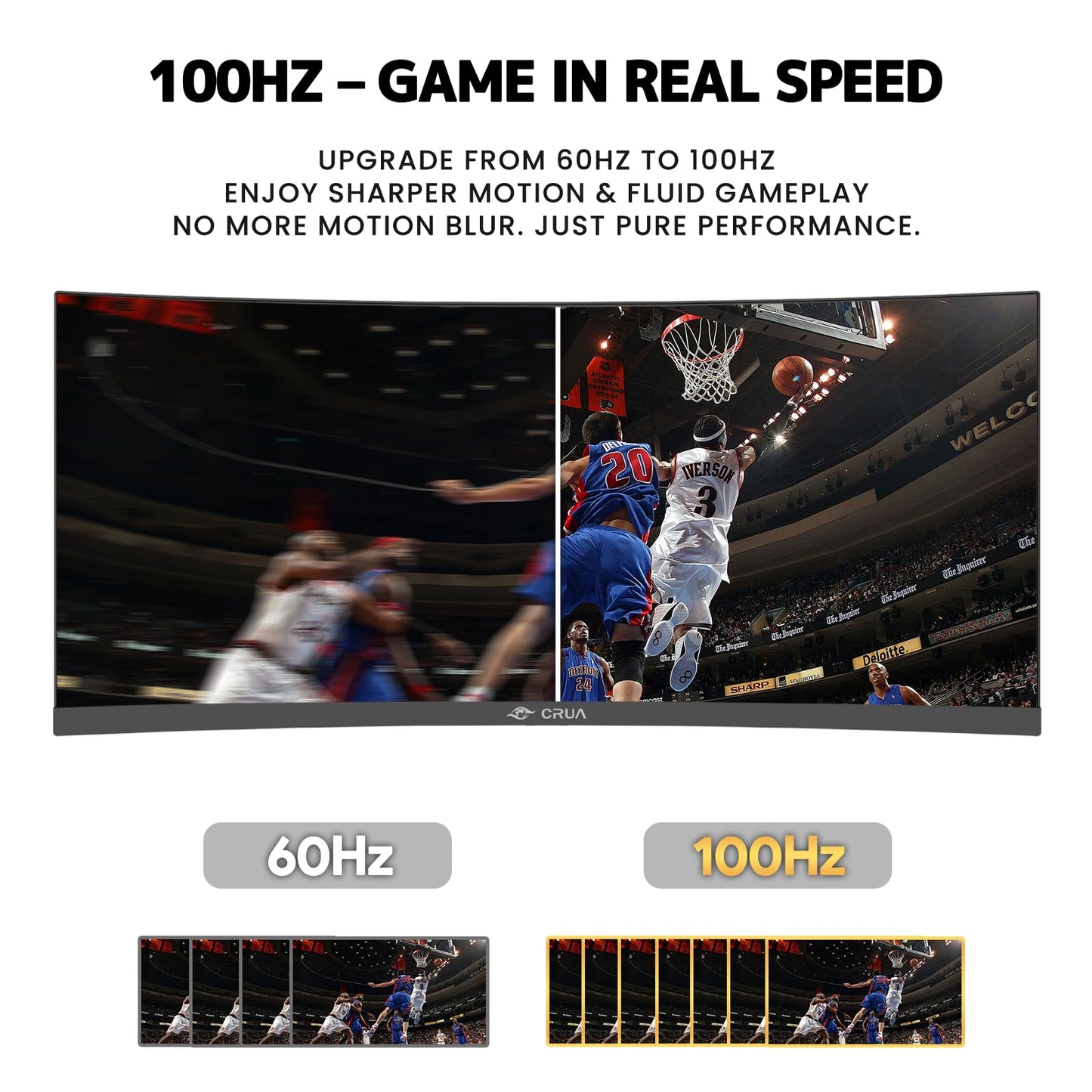 CRUA 34" Ultrawide Curved Monitor, 21:9 UWQHD 3440x1440 100Hz 3800R IPS Computer Monitors with Built-in Speakers, FreeSync, 120% sRGB, 92% DCI-P3, Blue Light Filter, HDMI 2.0 & DP 1.4, Wall Mountable